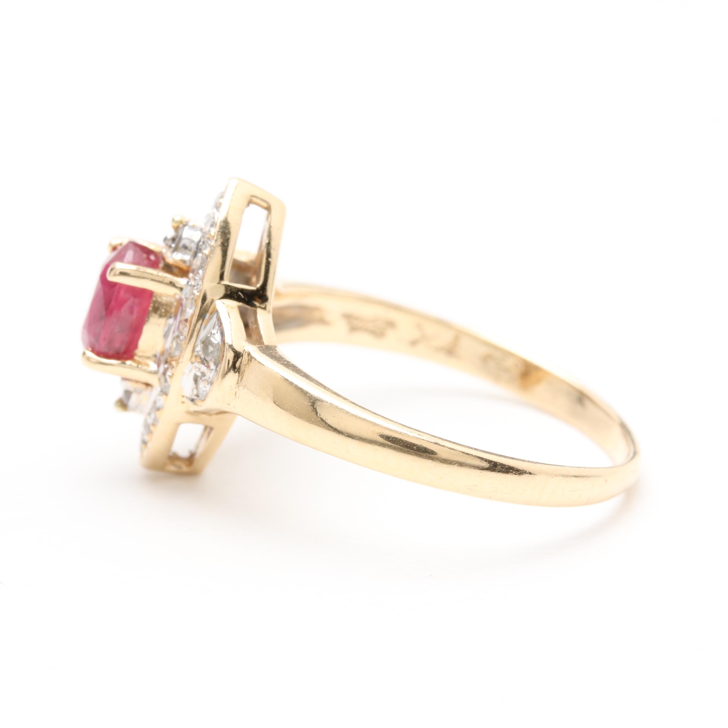 14K Yellow Gold Ruby and Diamond Ring