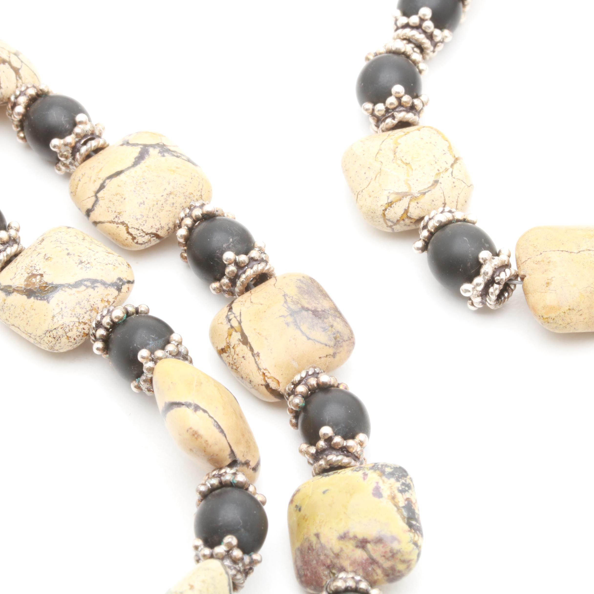 Jewelry Assortment Including Sterling Silver, Agate, Jasper, and Glass