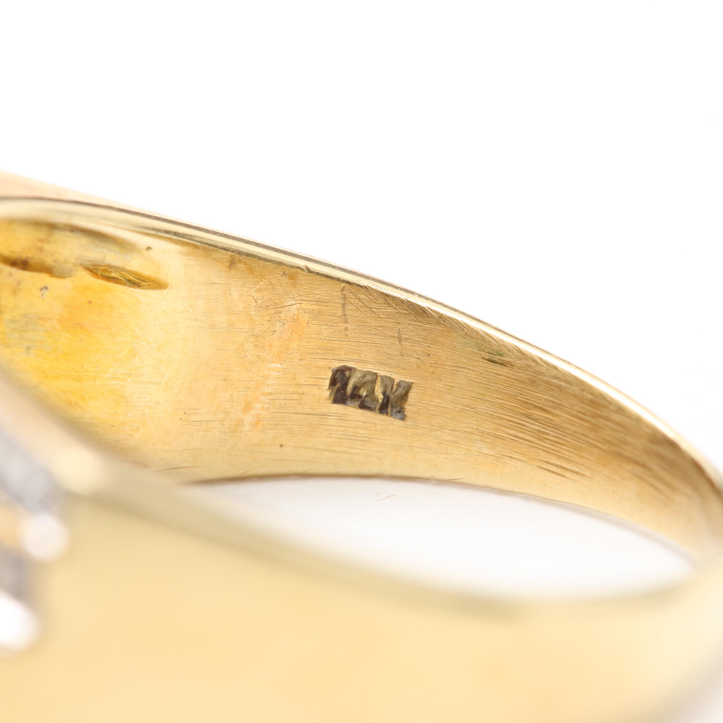 14K Yellow Gold Emerald and Diamond Ring