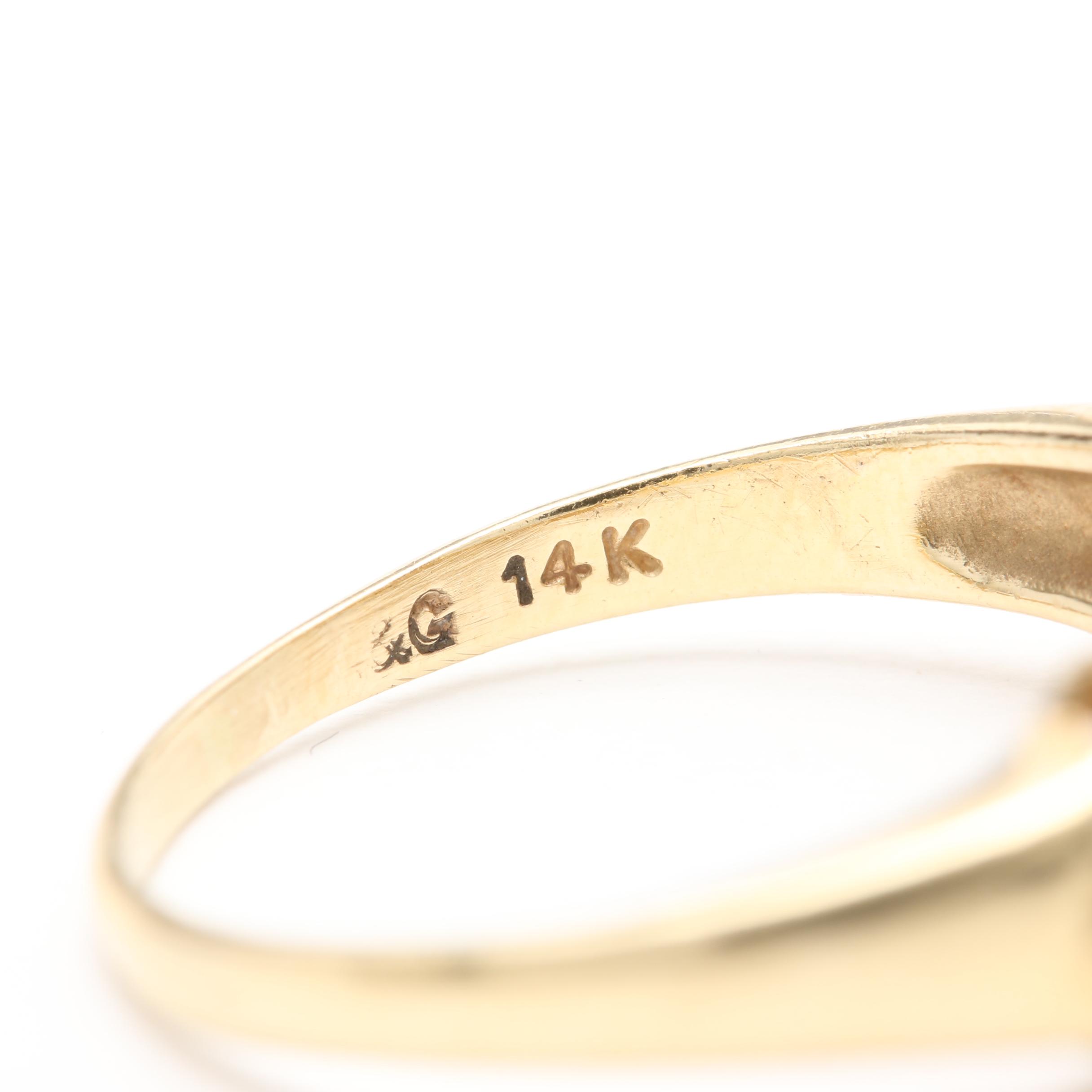 14K Yellow Gold Blue Sapphire and Cubic Zirconia Ring