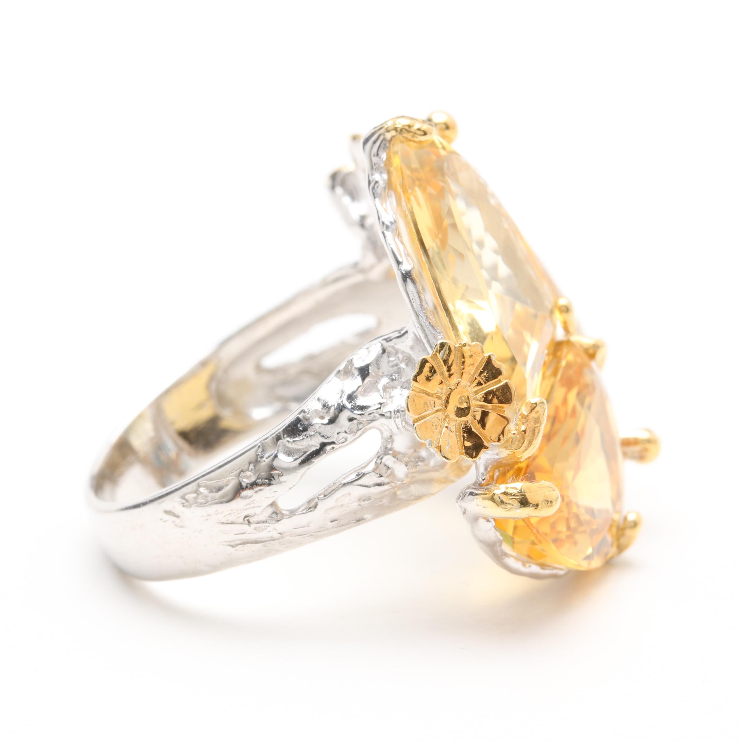 Sterling Silver Citrine, Amethyst and Ruby Necklace and Ring