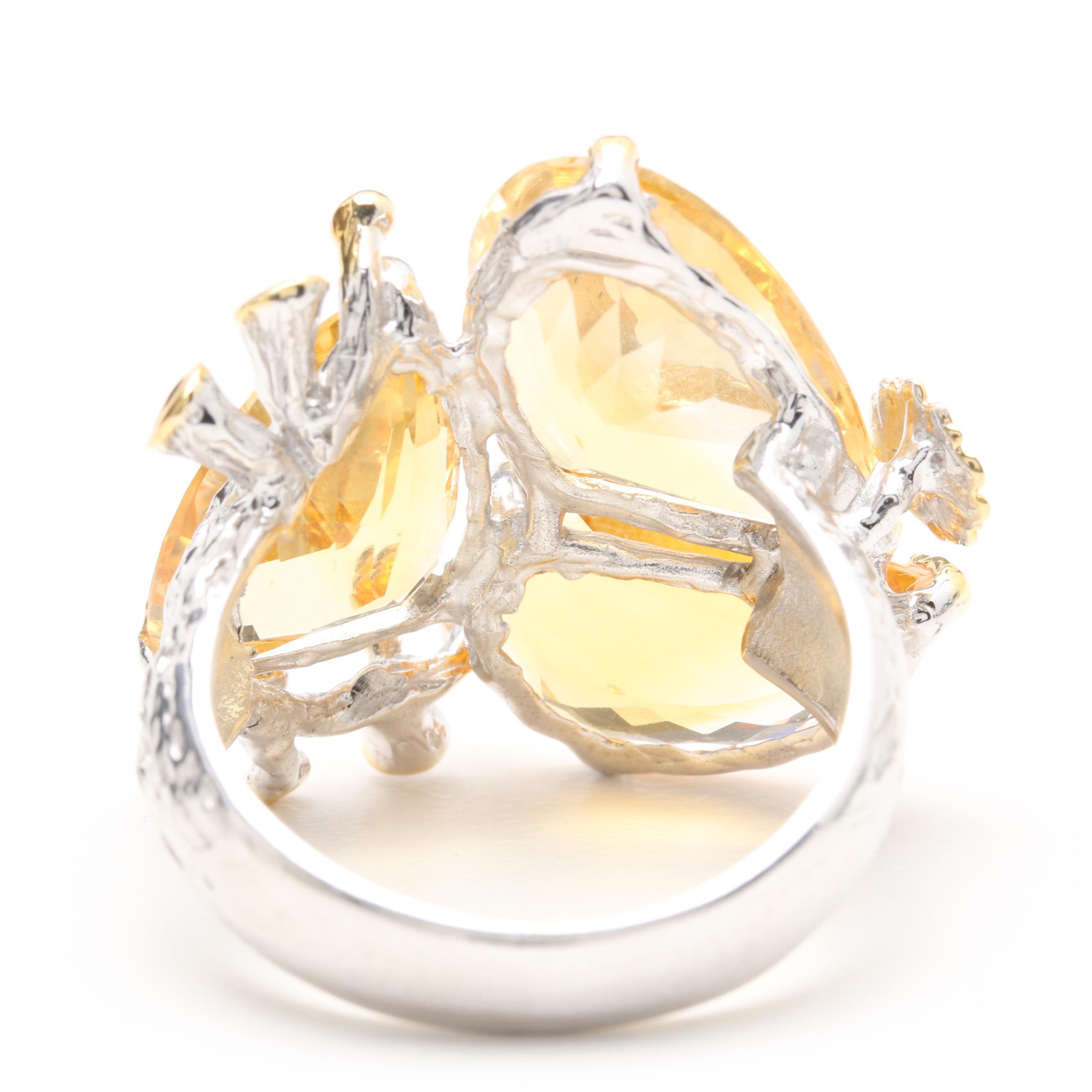 Sterling Silver Citrine, Amethyst and Ruby Necklace and Ring