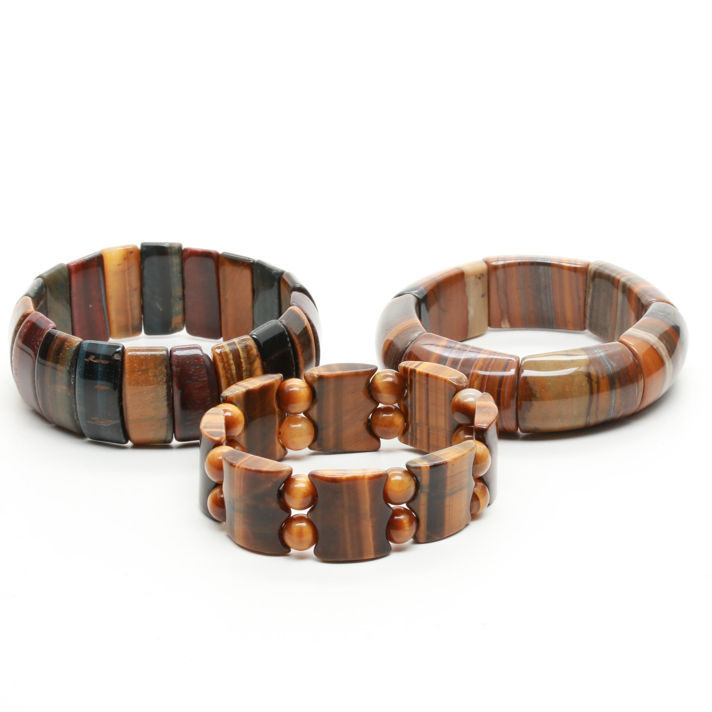 Expandable Tiger's Eye and Hawk's Eye Bracelets