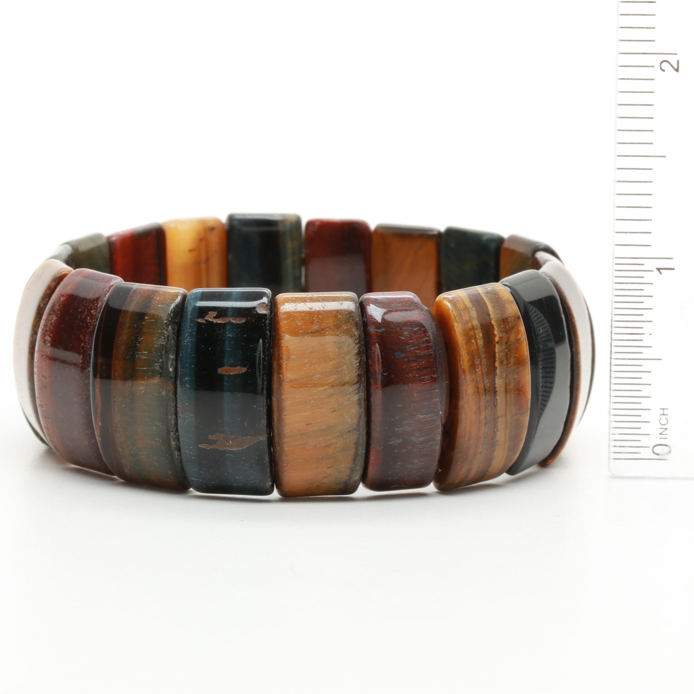 Expandable Tiger's Eye and Hawk's Eye Bracelets