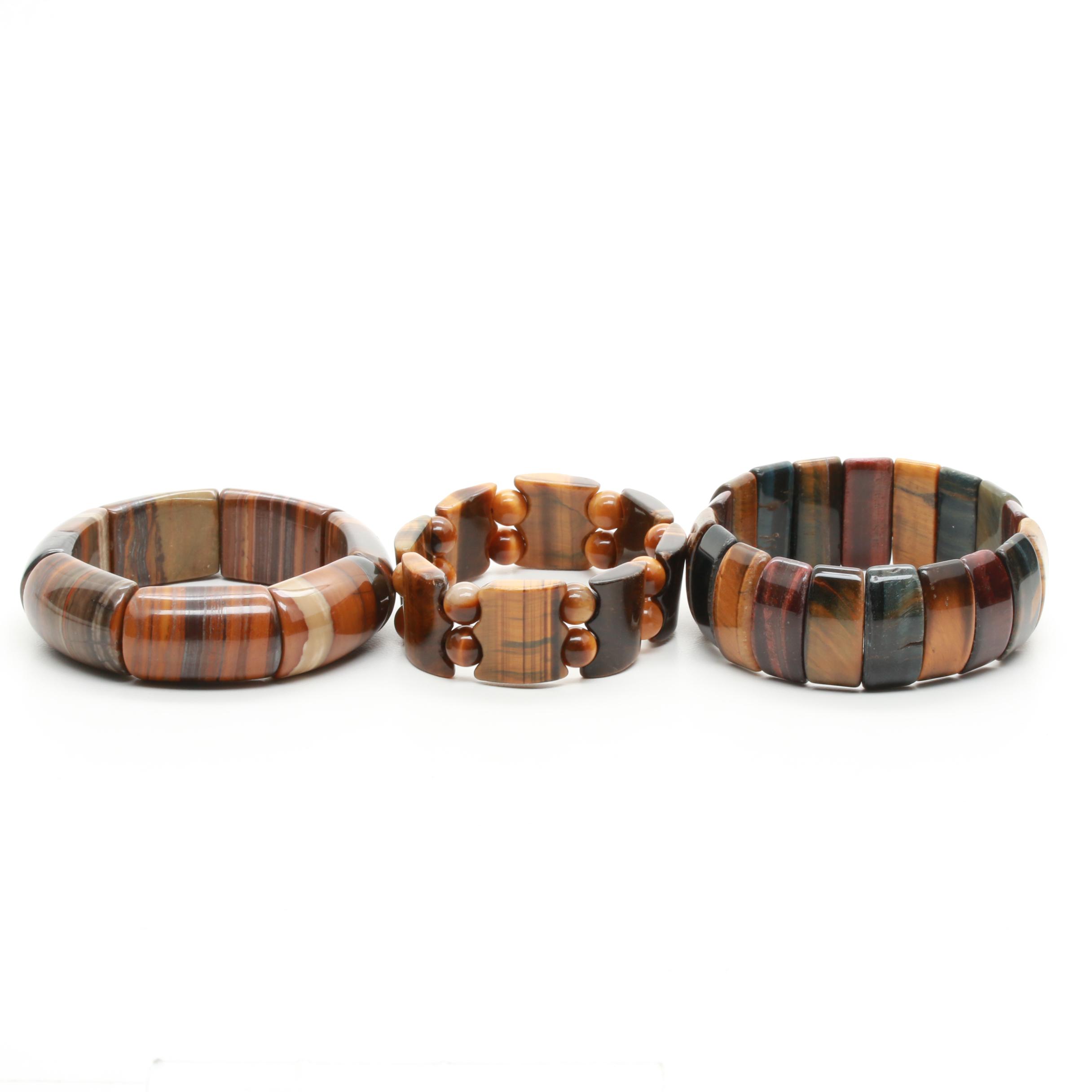 Expandable Tiger's Eye and Hawk's Eye Bracelets