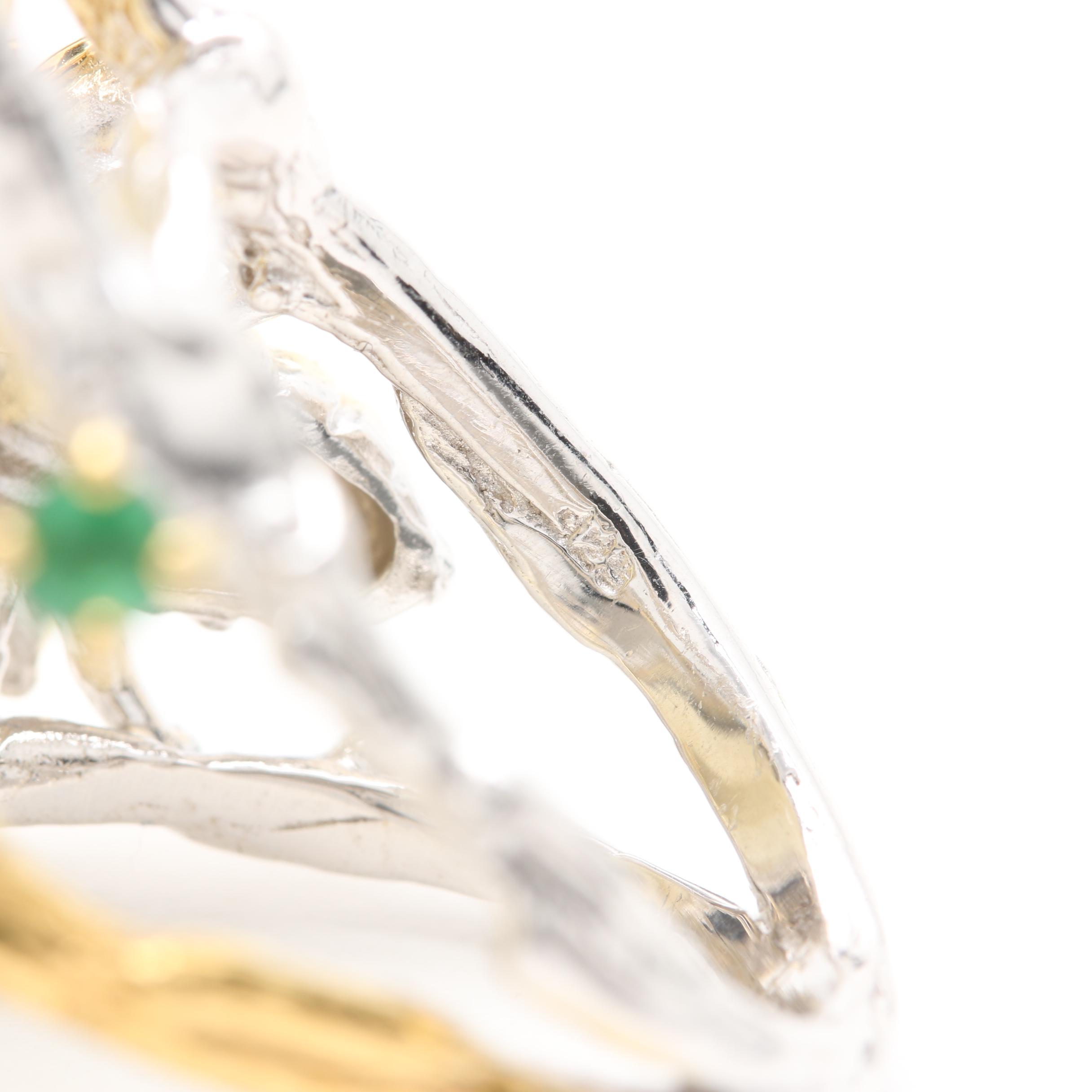 Sterling Silver Citrine and Emerald Ring and Earrings