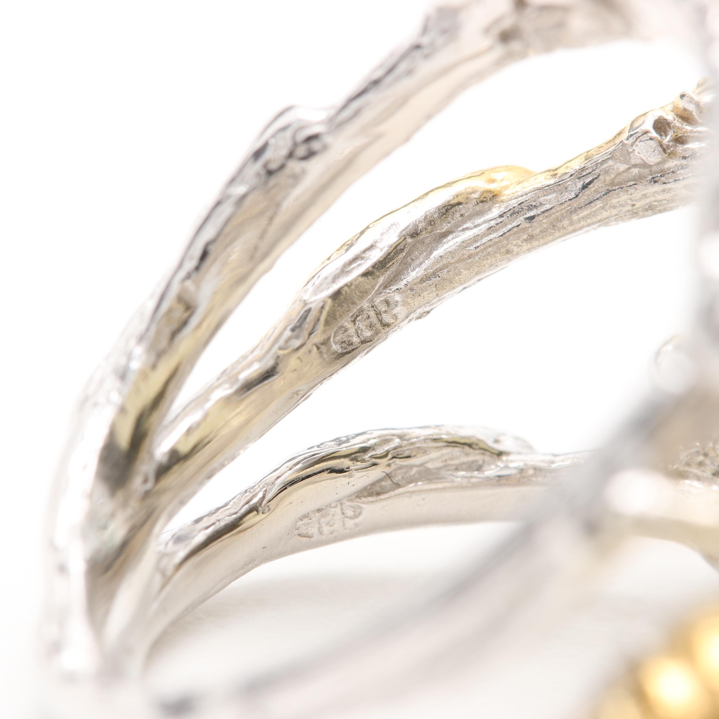 Sterling Silver Citrine and Emerald Ring and Earrings