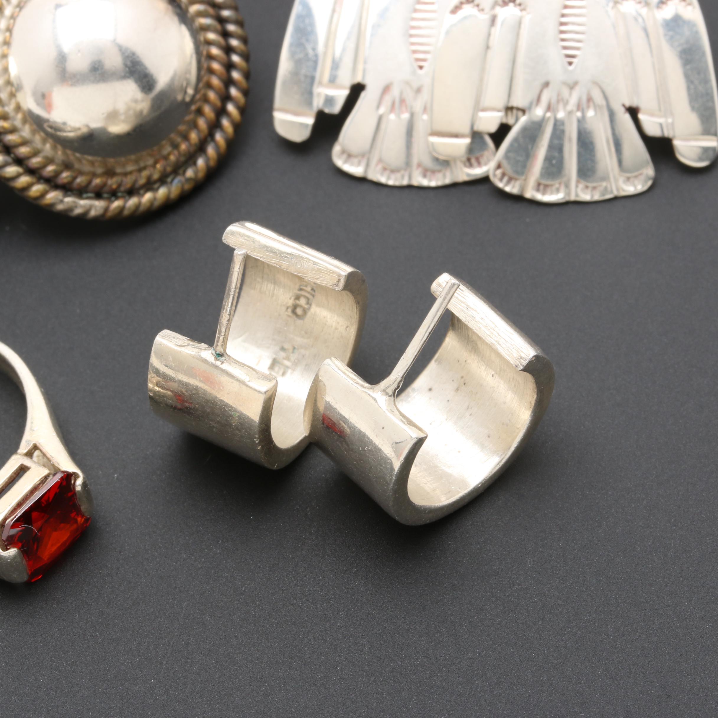 Assortment of Sterling Silver Southwestern Style and Mexican Earrings and Ring