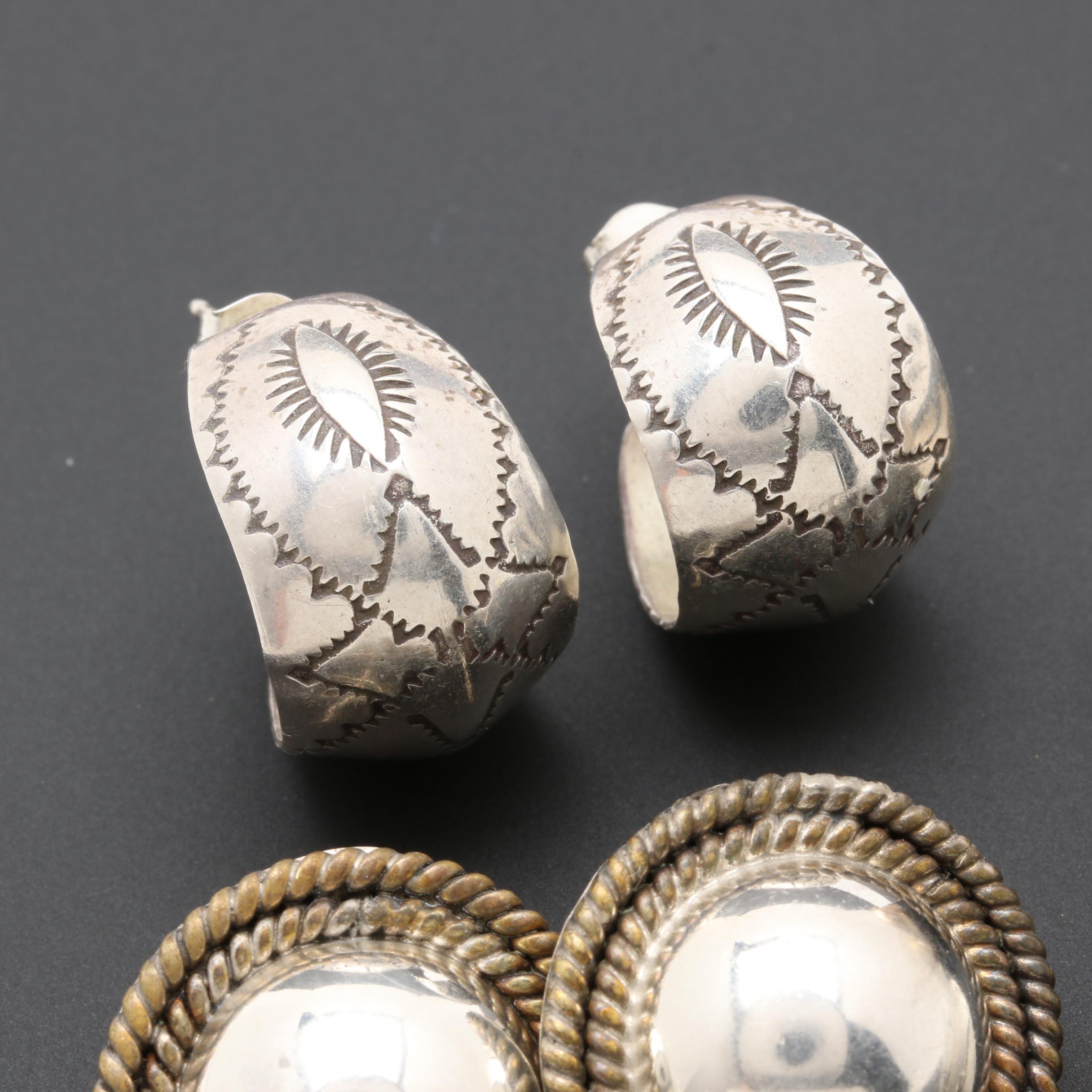 Assortment of Sterling Silver Southwestern Style and Mexican Earrings and Ring