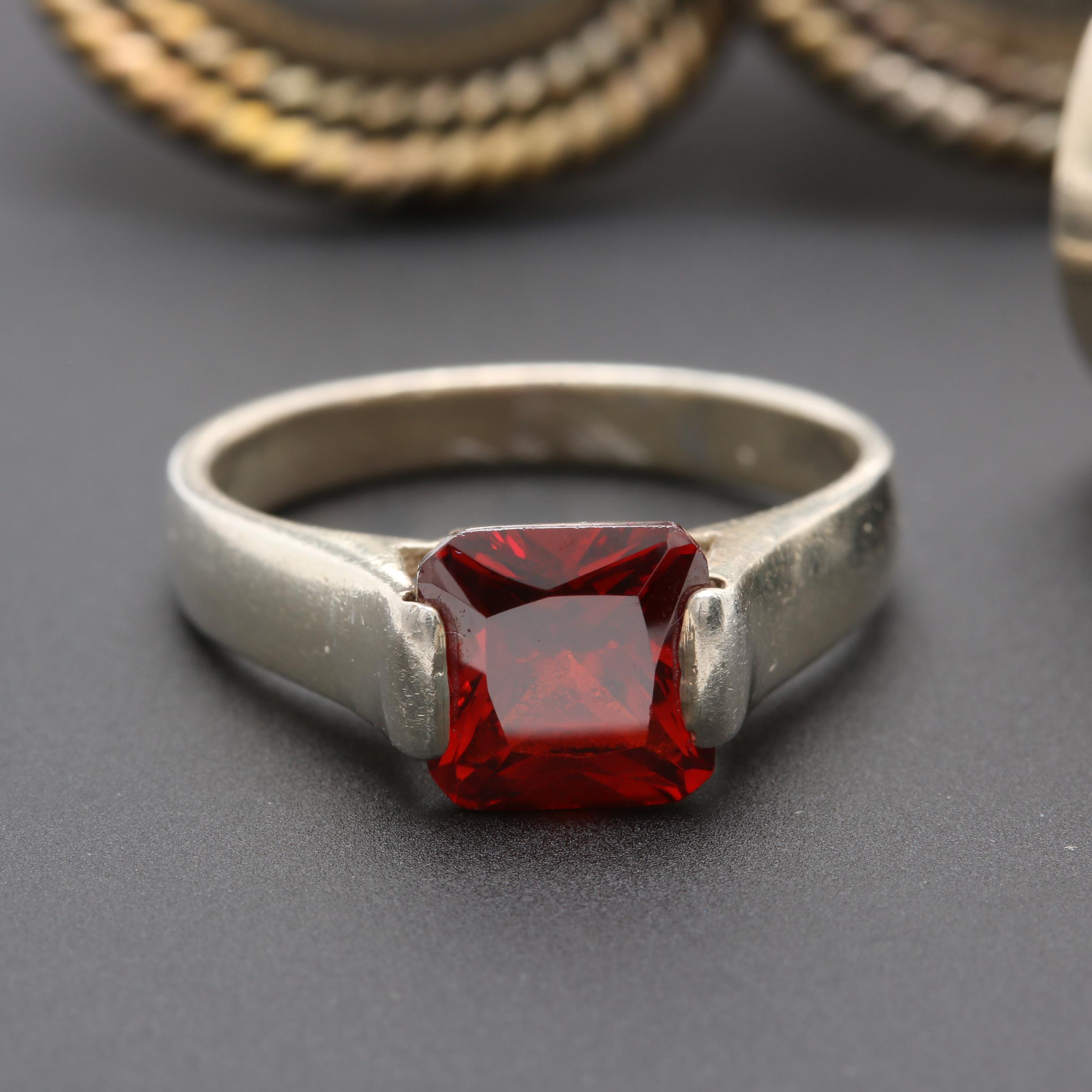 Assortment of Sterling Silver Southwestern Style and Mexican Earrings and Ring