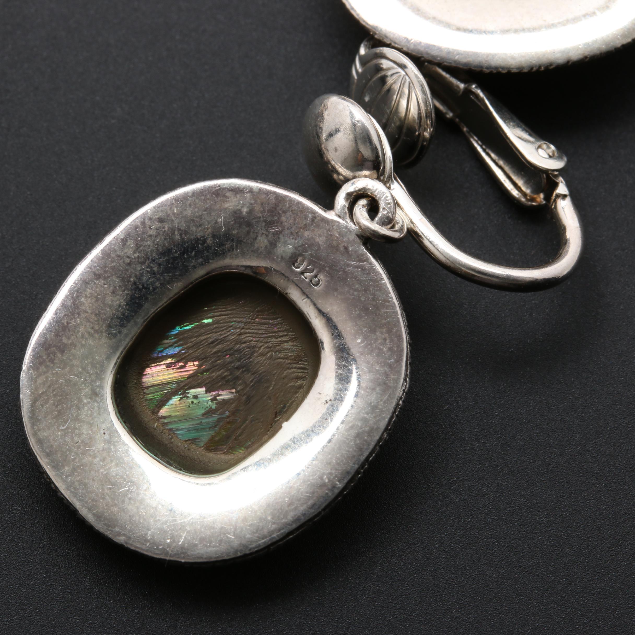 Sterling Silver Necklaces and Earrings Including Black Onyx and Abalone