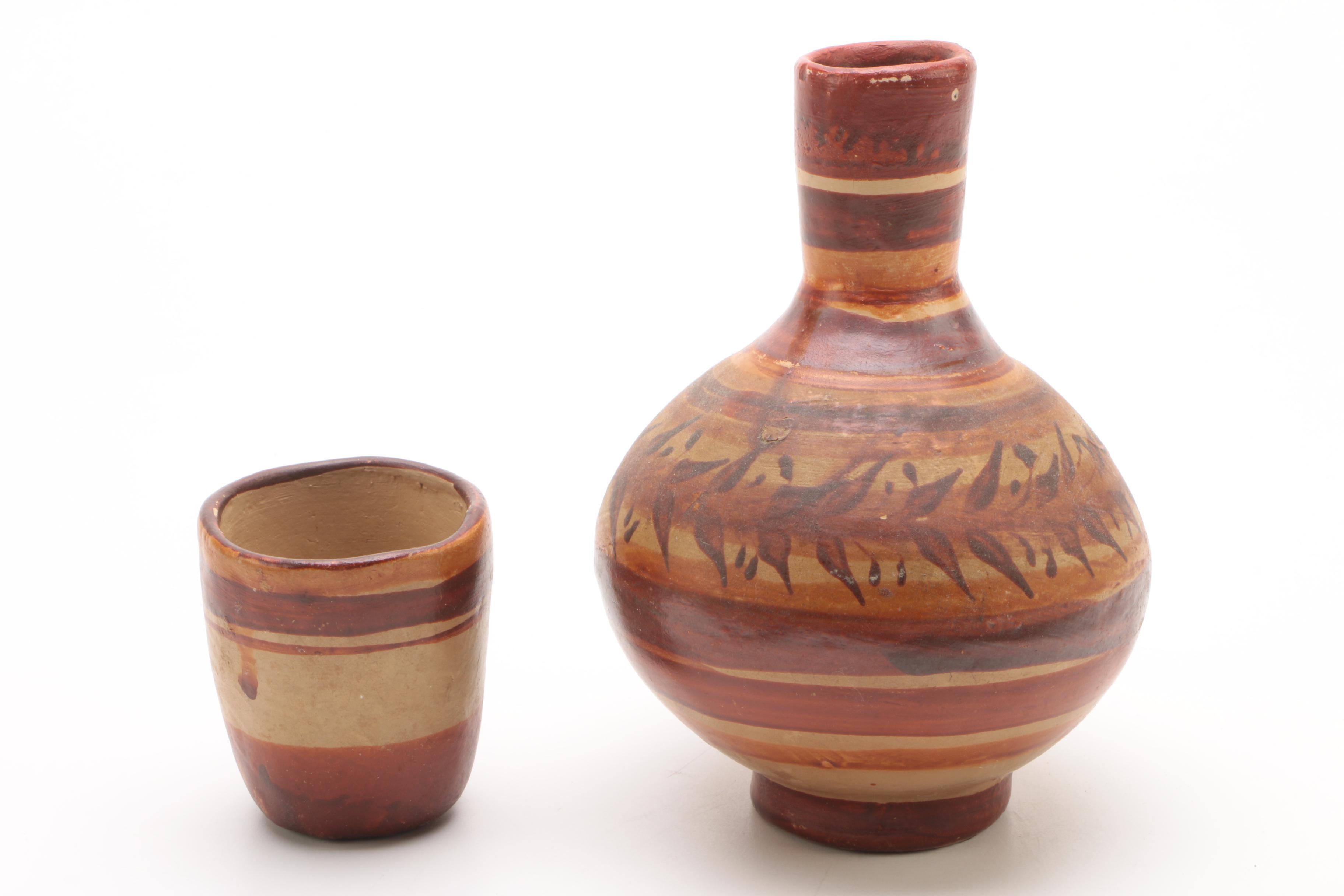 Mexican Hand-Painted Earthenware Vessels