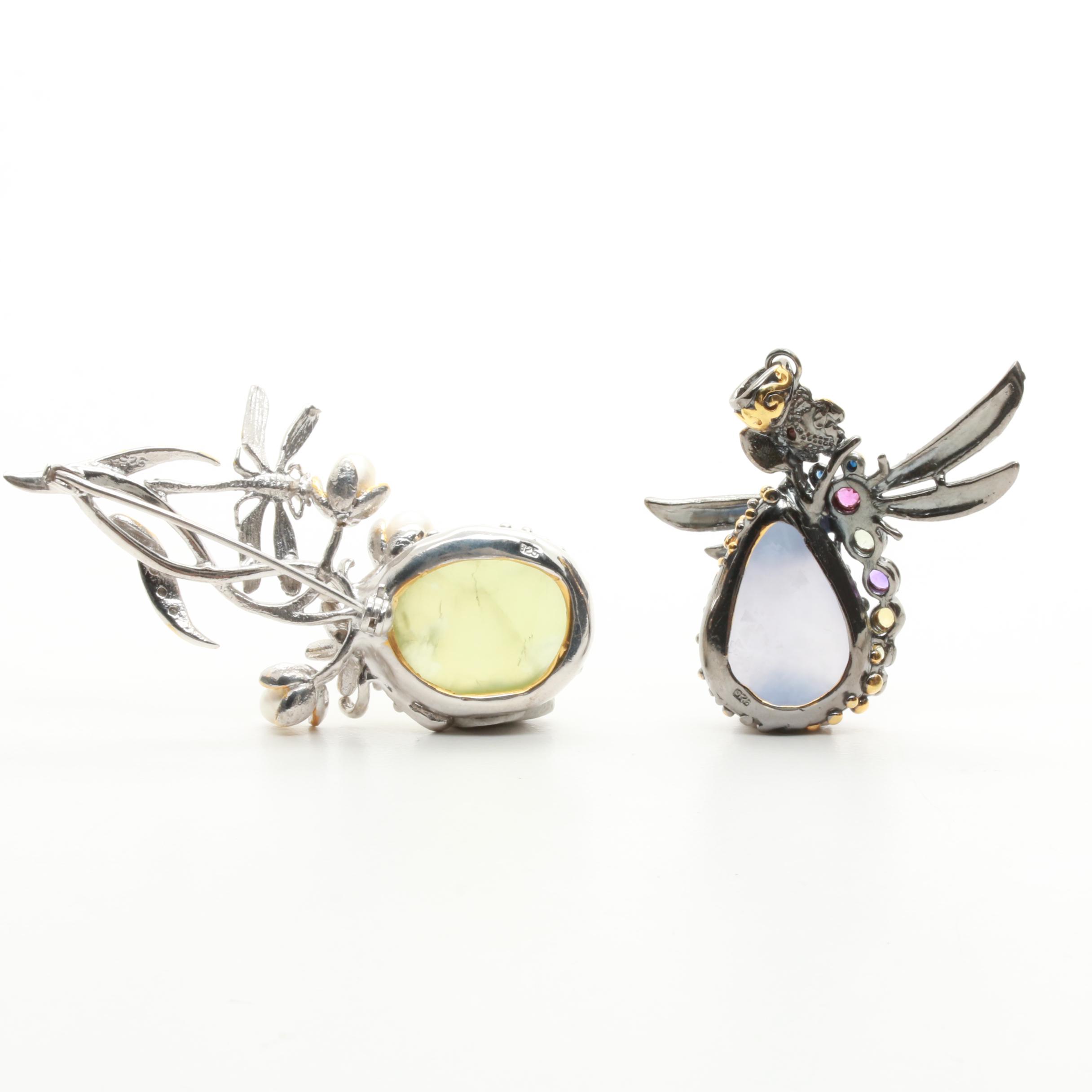 Sterling Silver Gemstone Pendant and Brooch