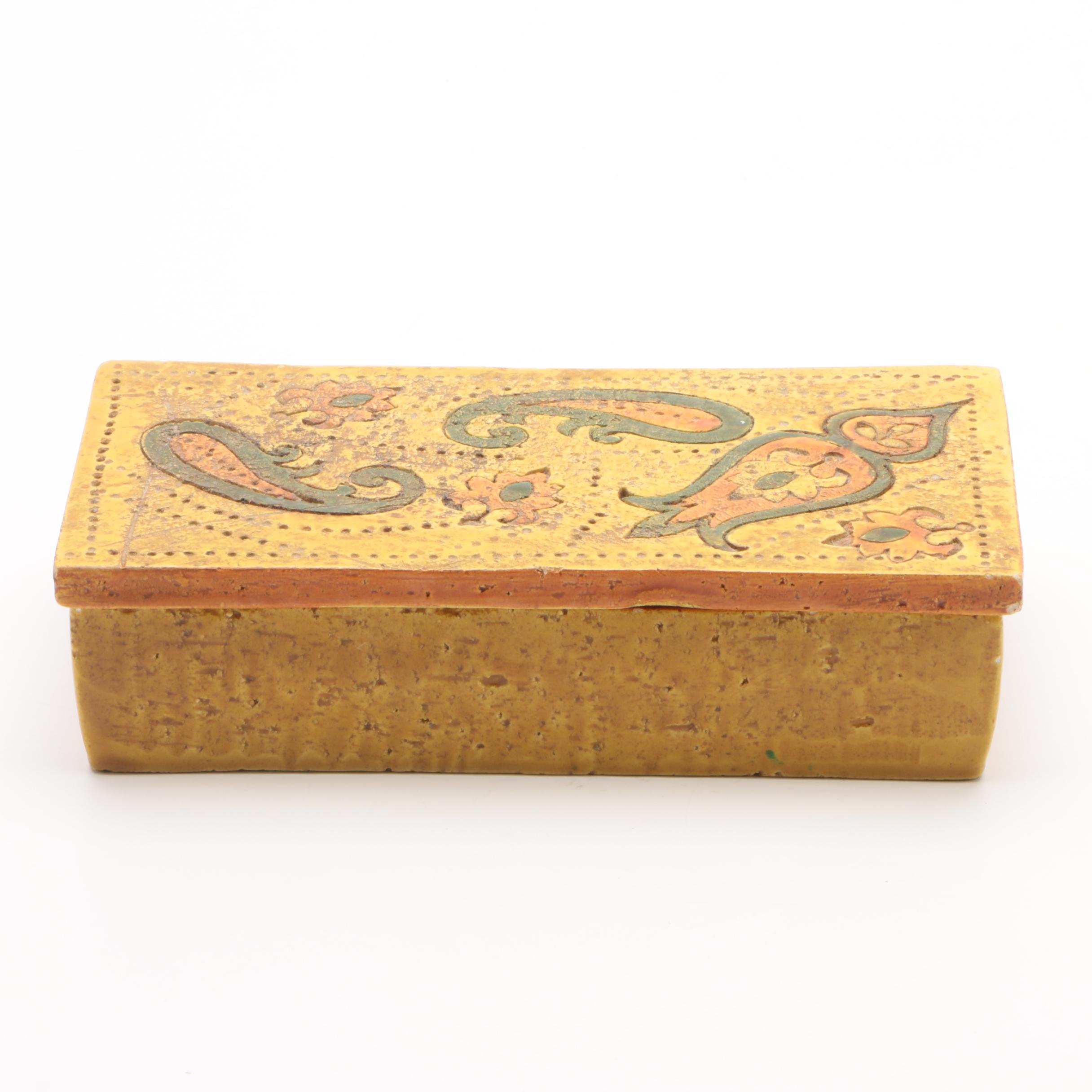 Italian Paisley Motif Ceramic Trinket Box