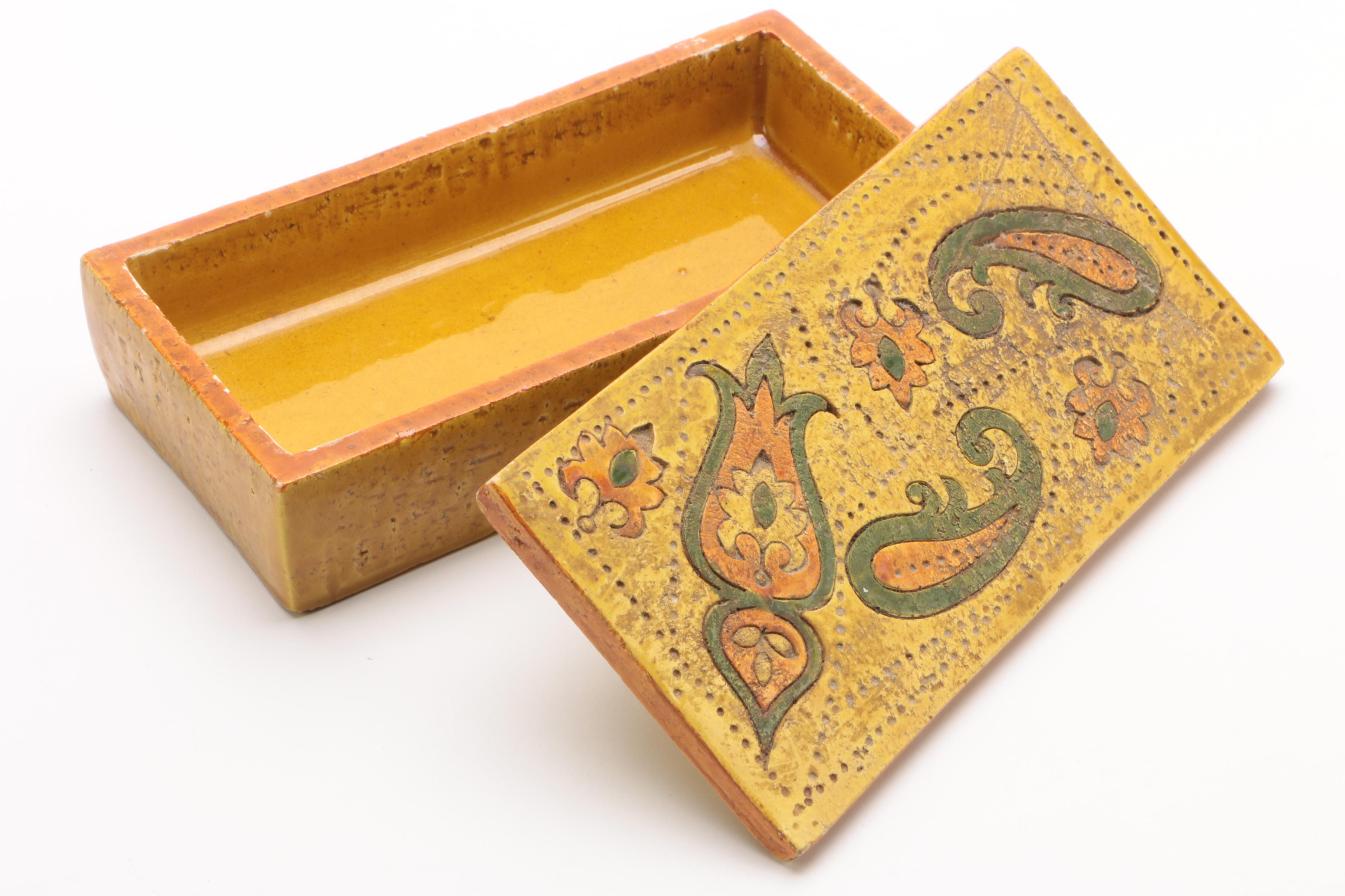 Italian Paisley Motif Ceramic Trinket Box