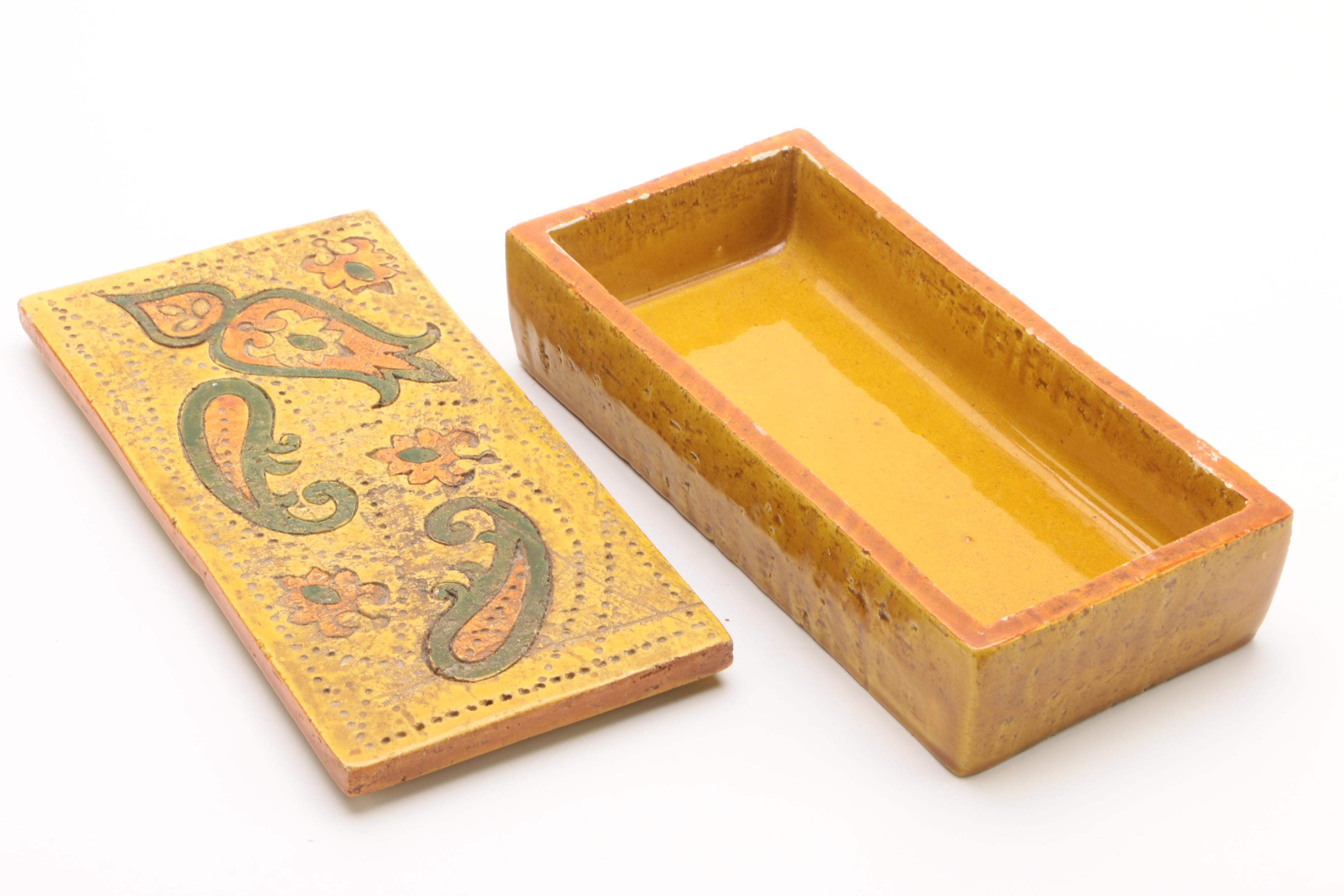 Italian Paisley Motif Ceramic Trinket Box