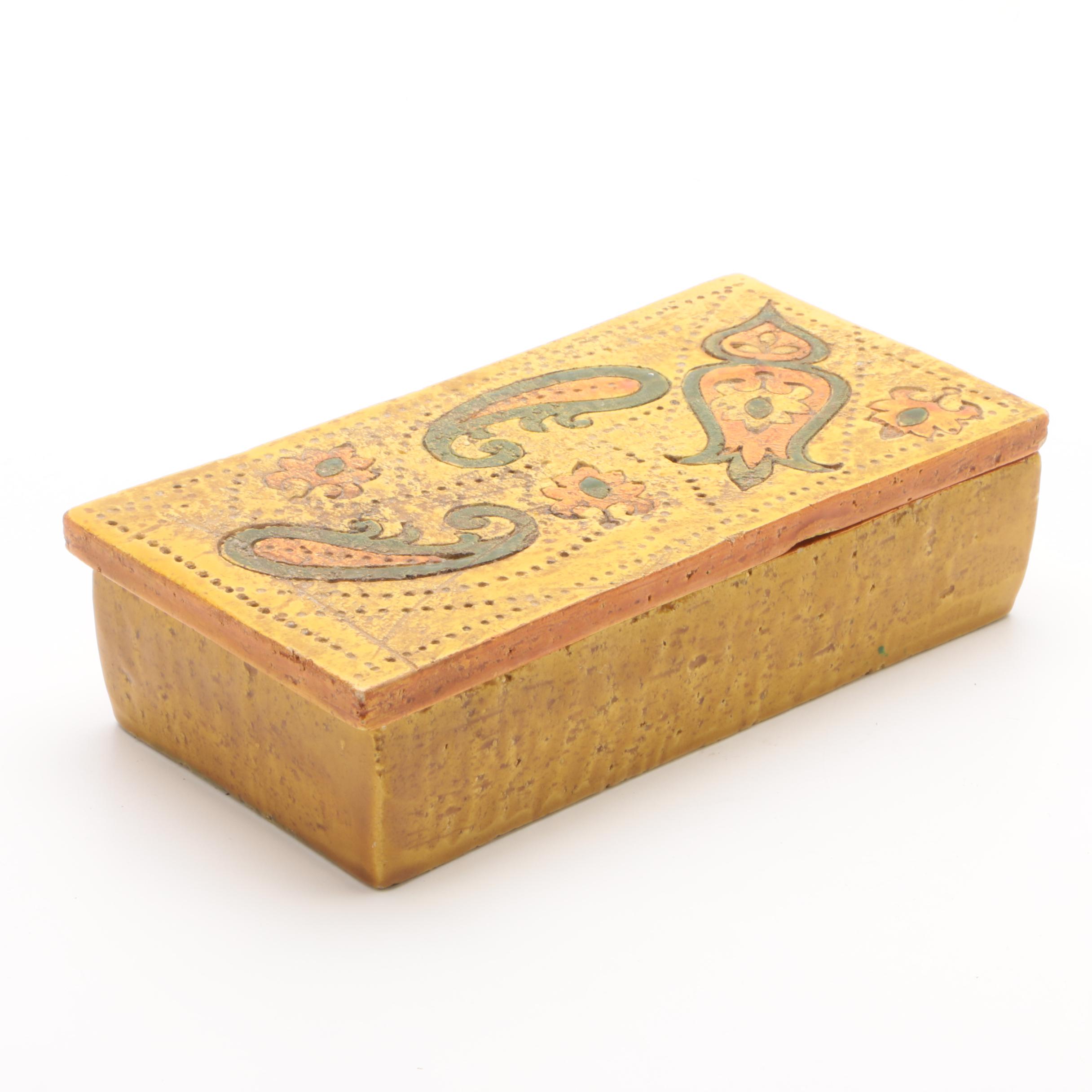 Italian Paisley Motif Ceramic Trinket Box