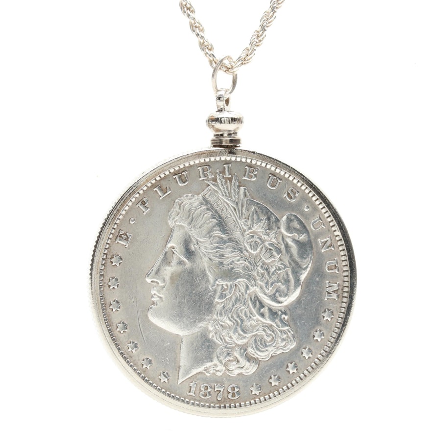 Sterling Silver Necklace with 1878 Morgan Silver Dollar