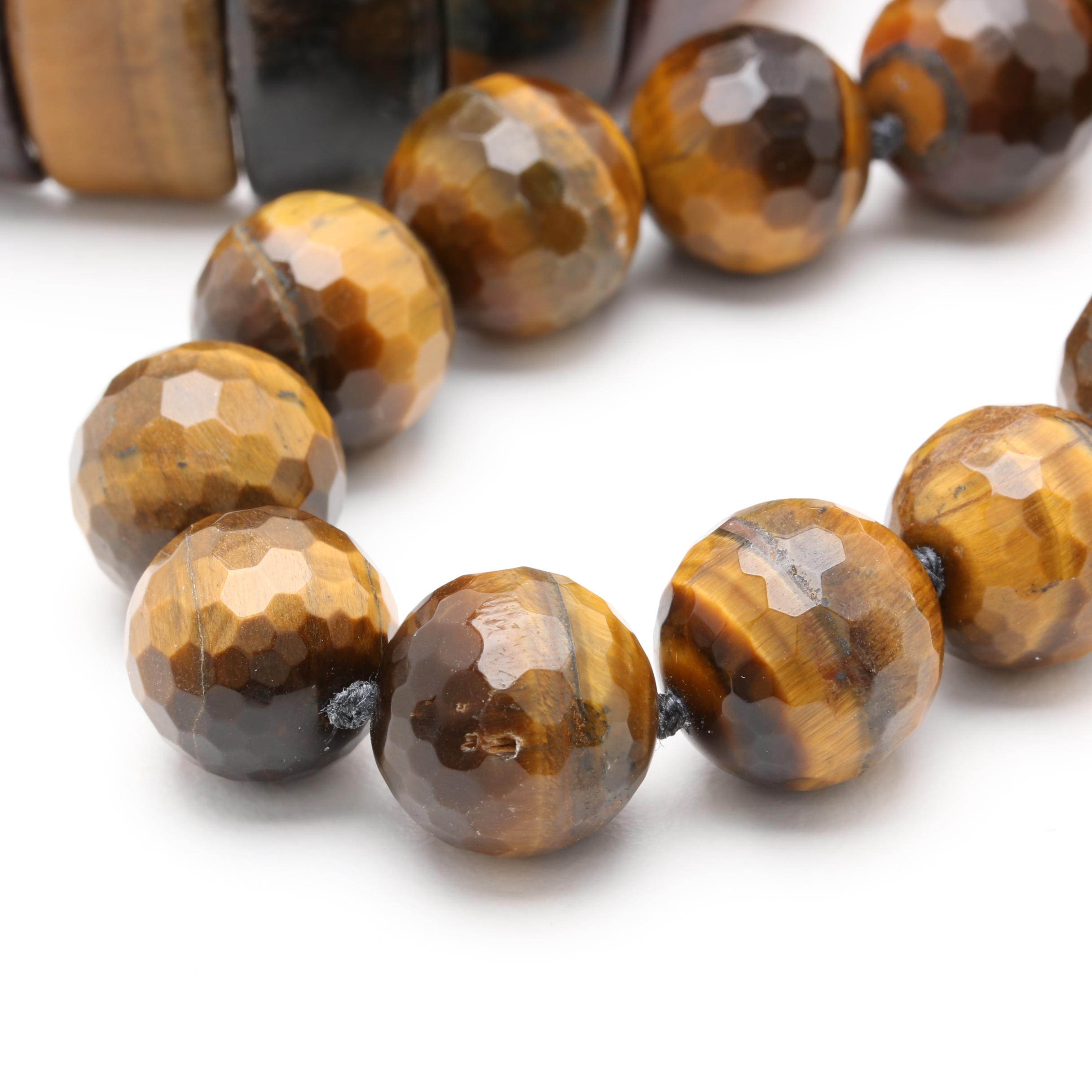 Silver Tone Tiger's Eye, Hawk's Eye and Red Tiger's Eye Necklace and Bracelet