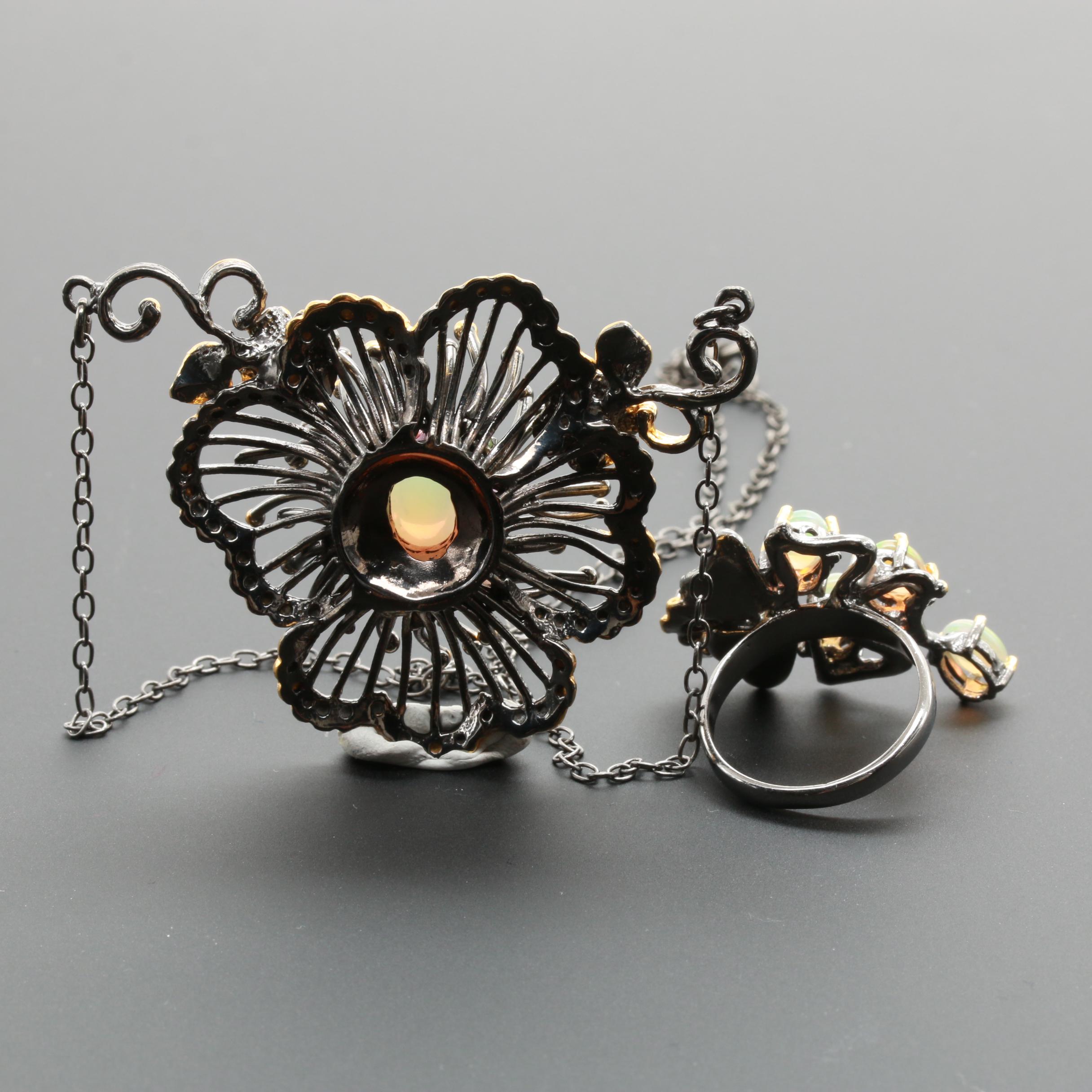 Sterling Silver Opal, Tanzanite, Tourmaline and Garnet Jewelry