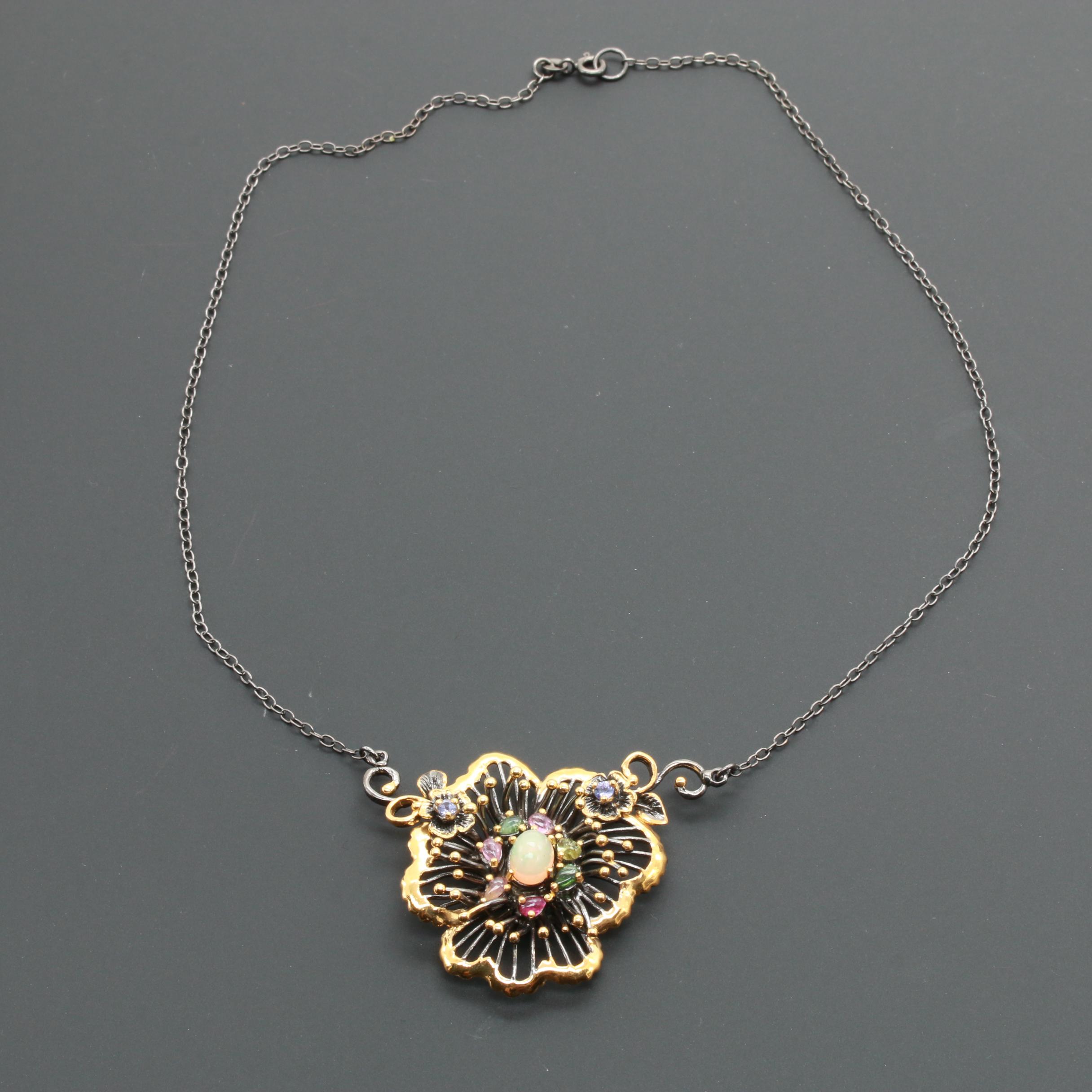 Sterling Silver Opal, Tanzanite, Tourmaline and Garnet Jewelry