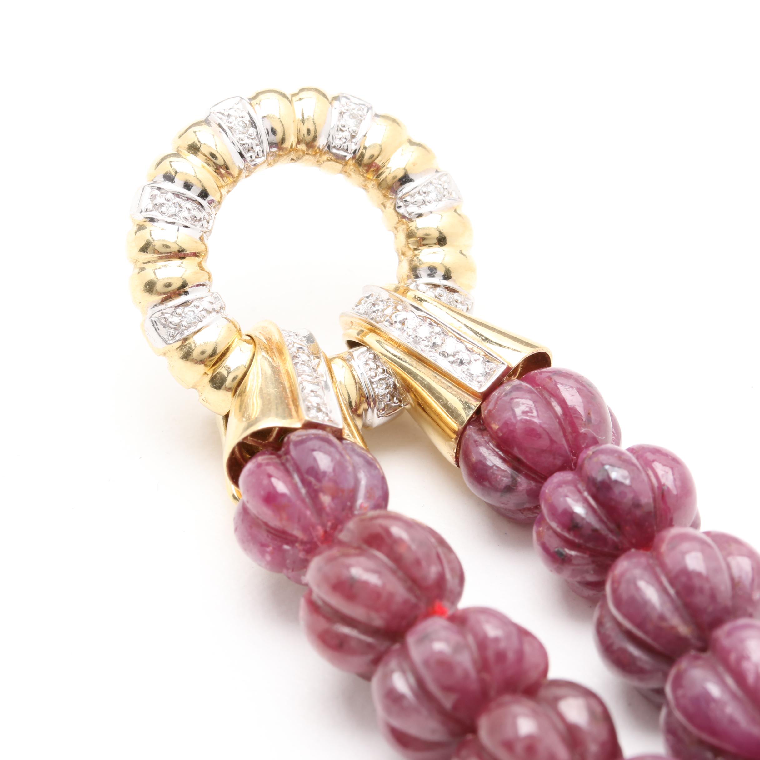 14K Yellow Gold Corundum and 5.02 CTW Diamond Necklace