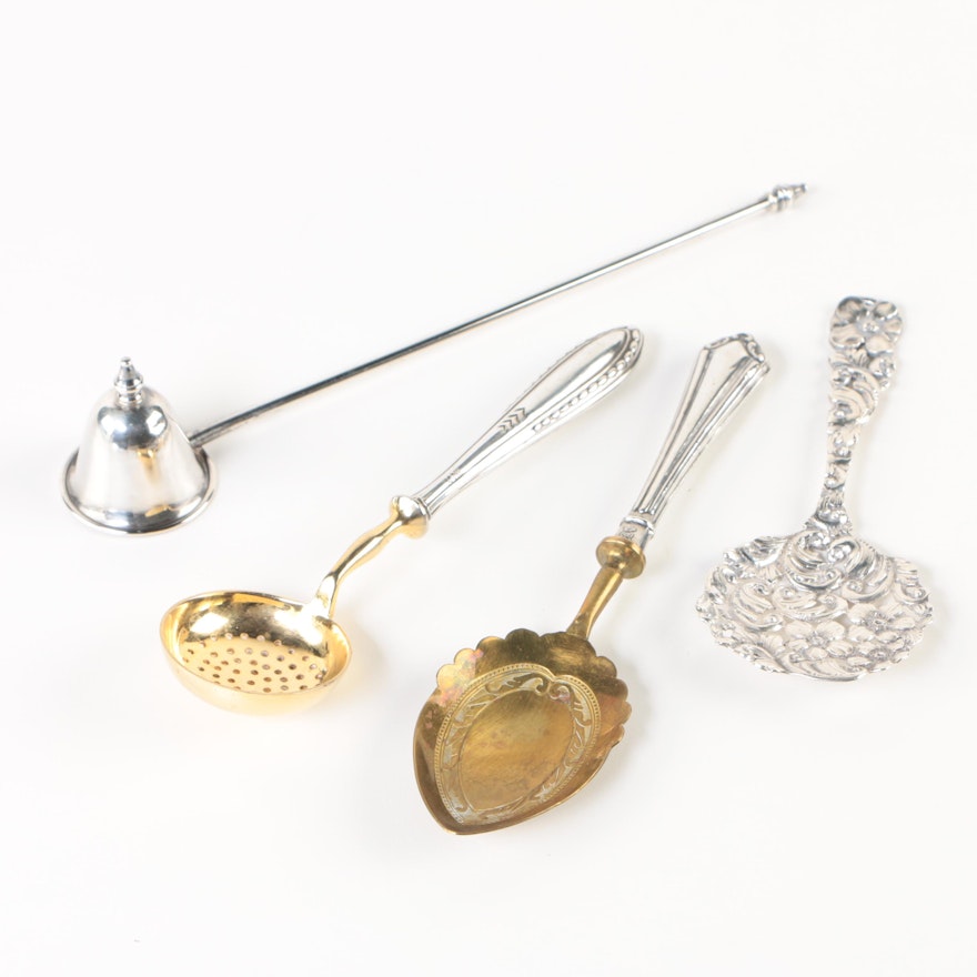 Sterling Silver Bon Bon Spoon and Snuffer with German 800 Silver