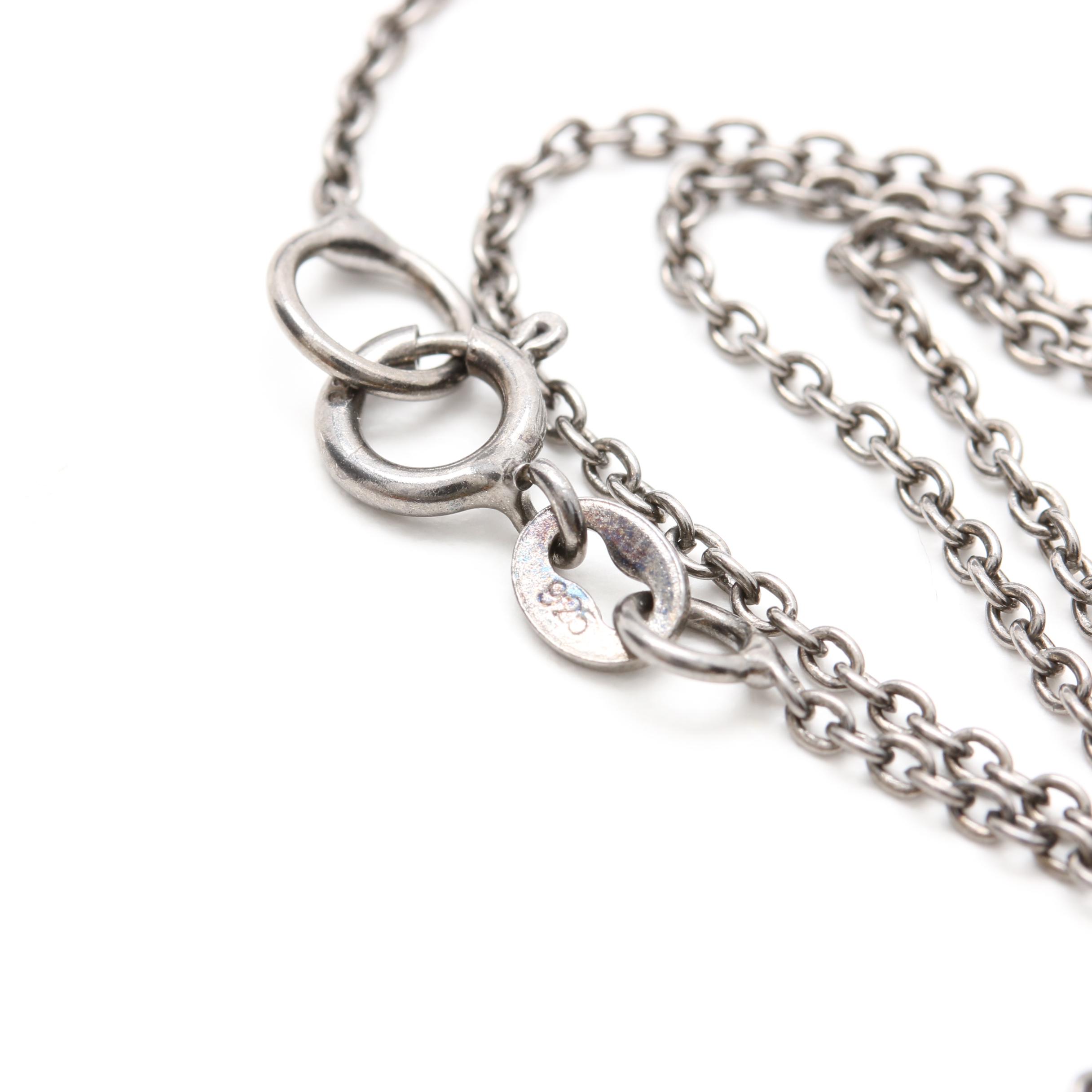 Sterling Silver Necklace and Pendant Including Emerald and Lemon Quartz