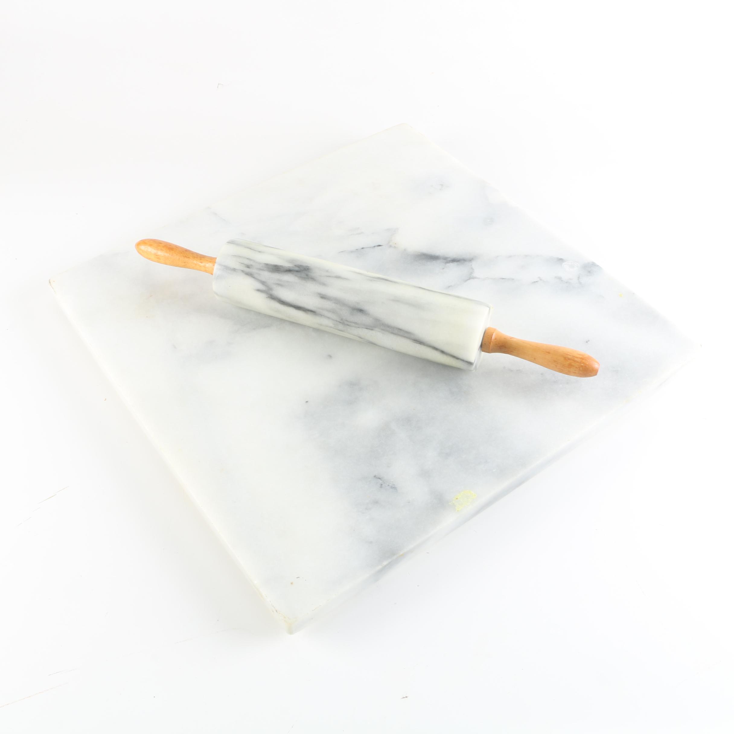 Marble Rolling Pin and Cutting Board