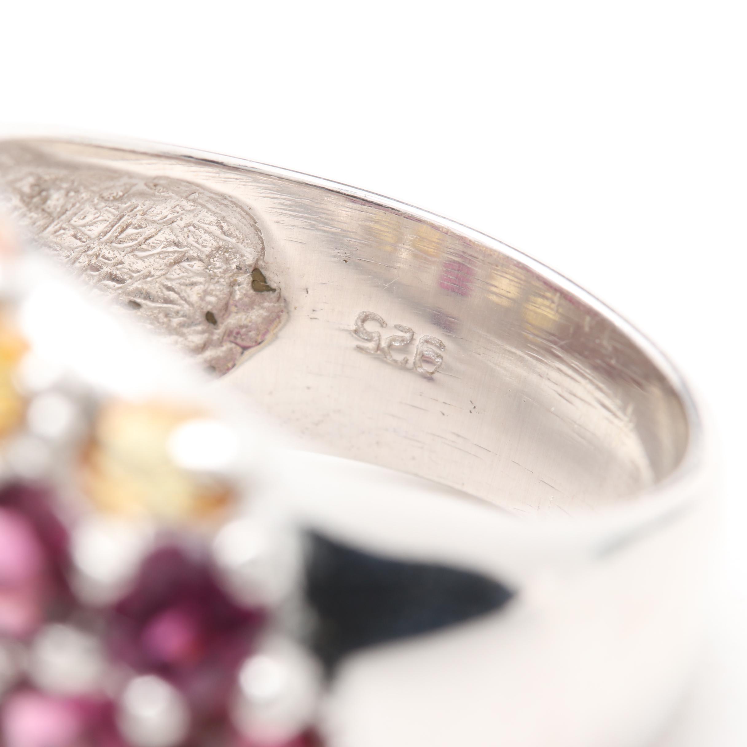 Sterling Silver Rhodolite Garnet and Citrine Ring