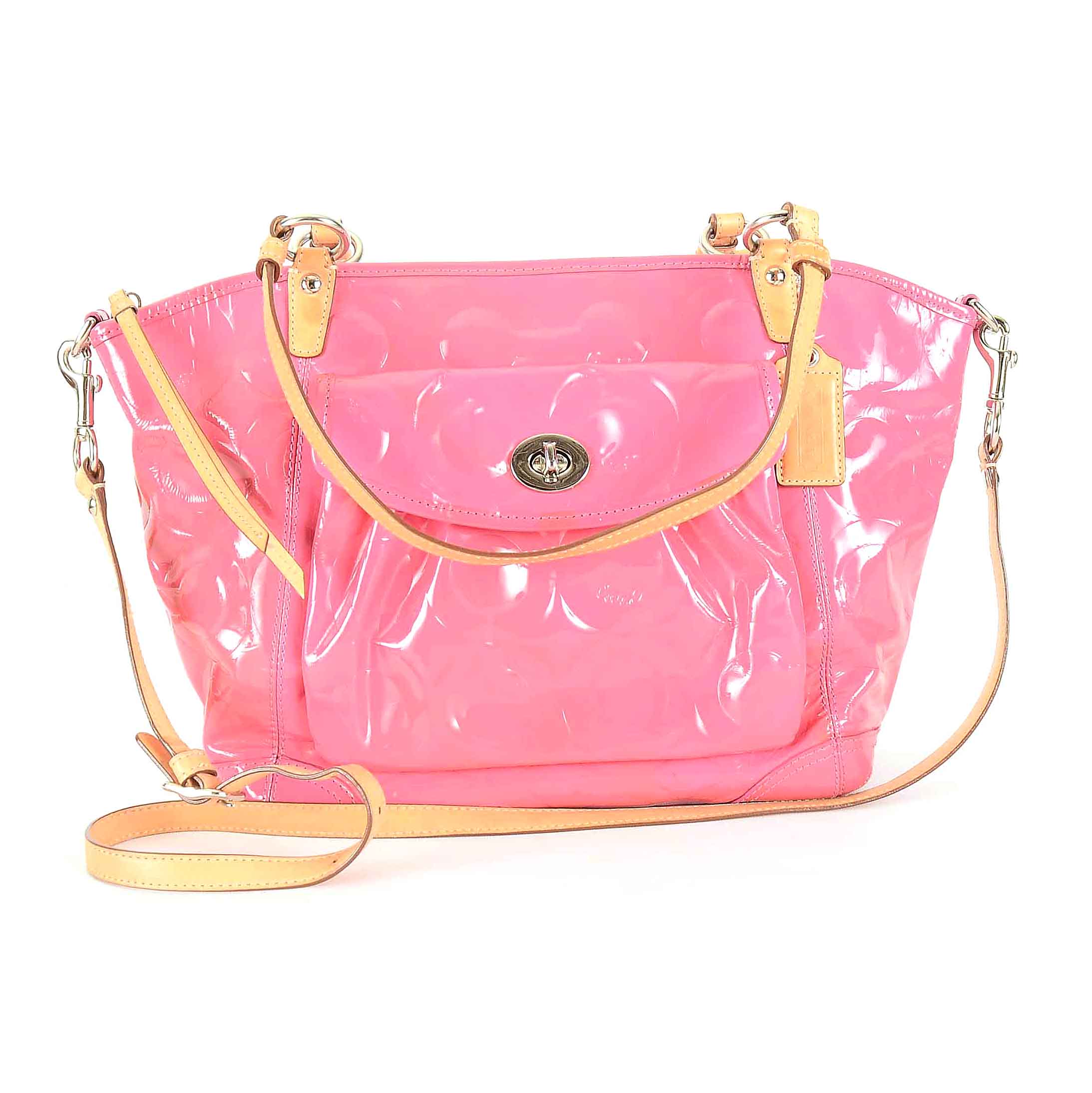 Coach Pink Op Art Patent Leather Handbag