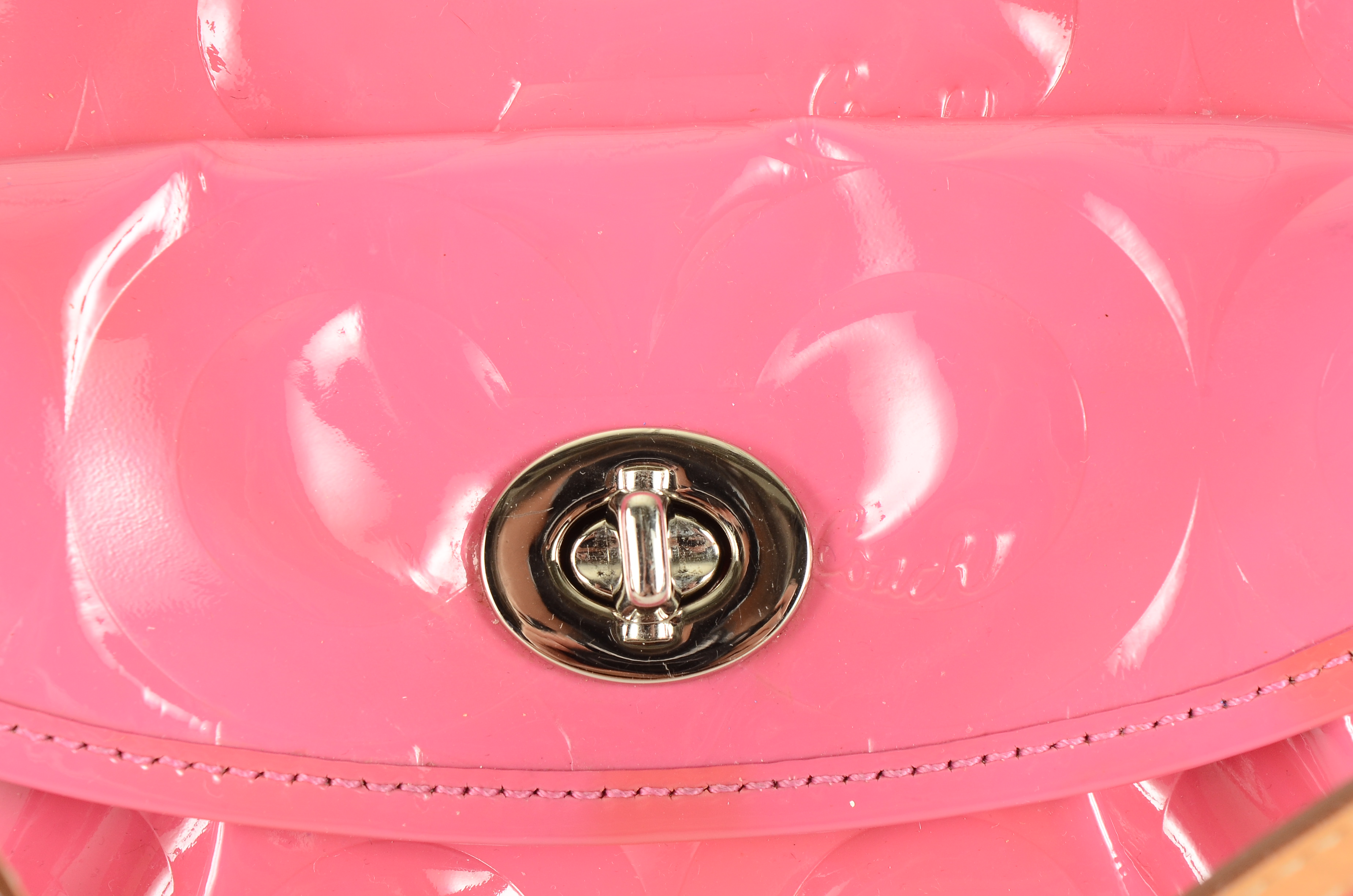 Coach Pink Op Art Patent Leather Handbag