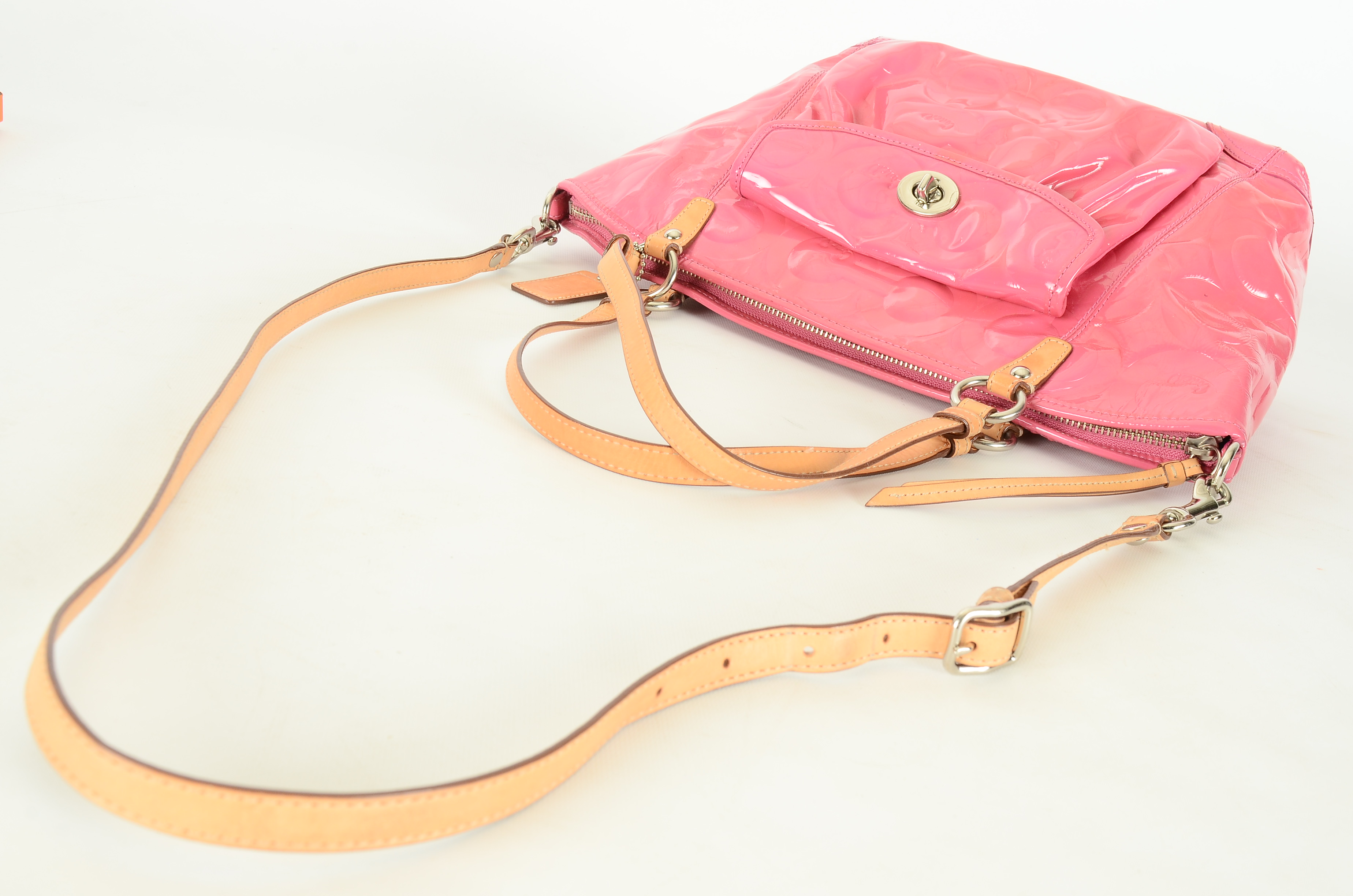 Coach Pink Op Art Patent Leather Handbag