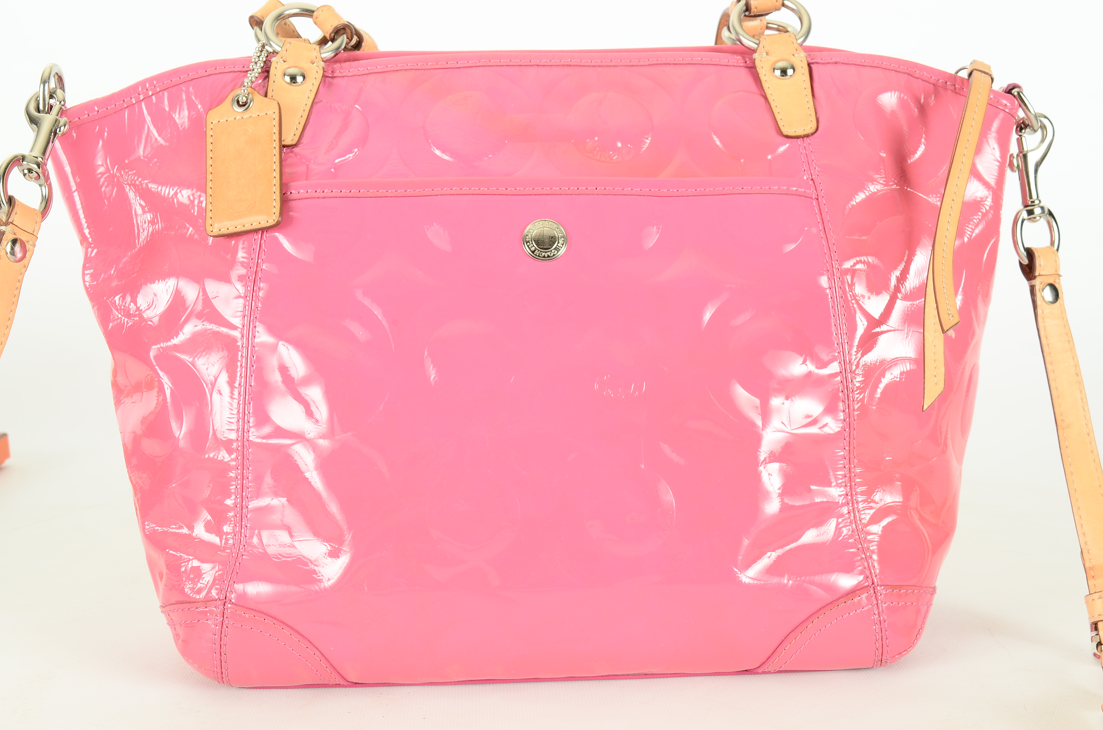 Coach Pink Op Art Patent Leather Handbag