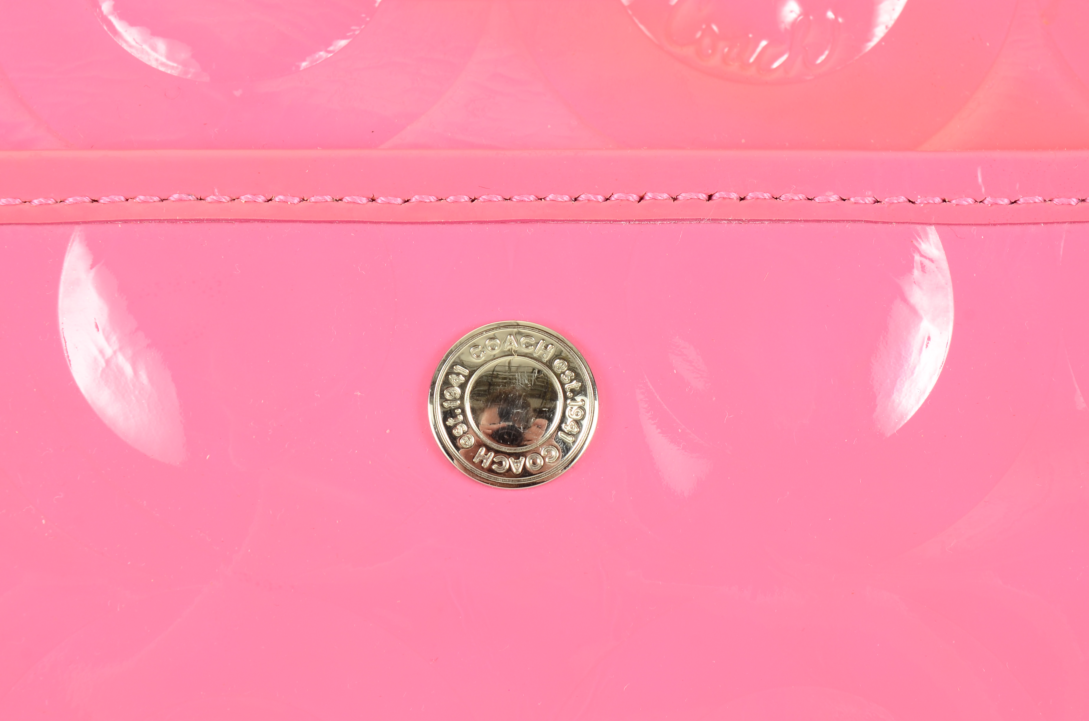 Coach Pink Op Art Patent Leather Handbag