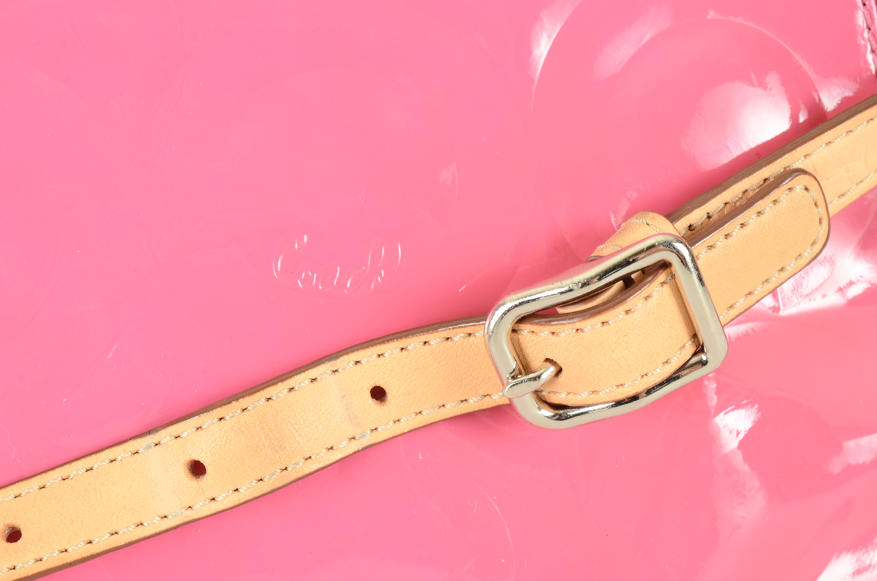 Coach Pink Op Art Patent Leather Handbag