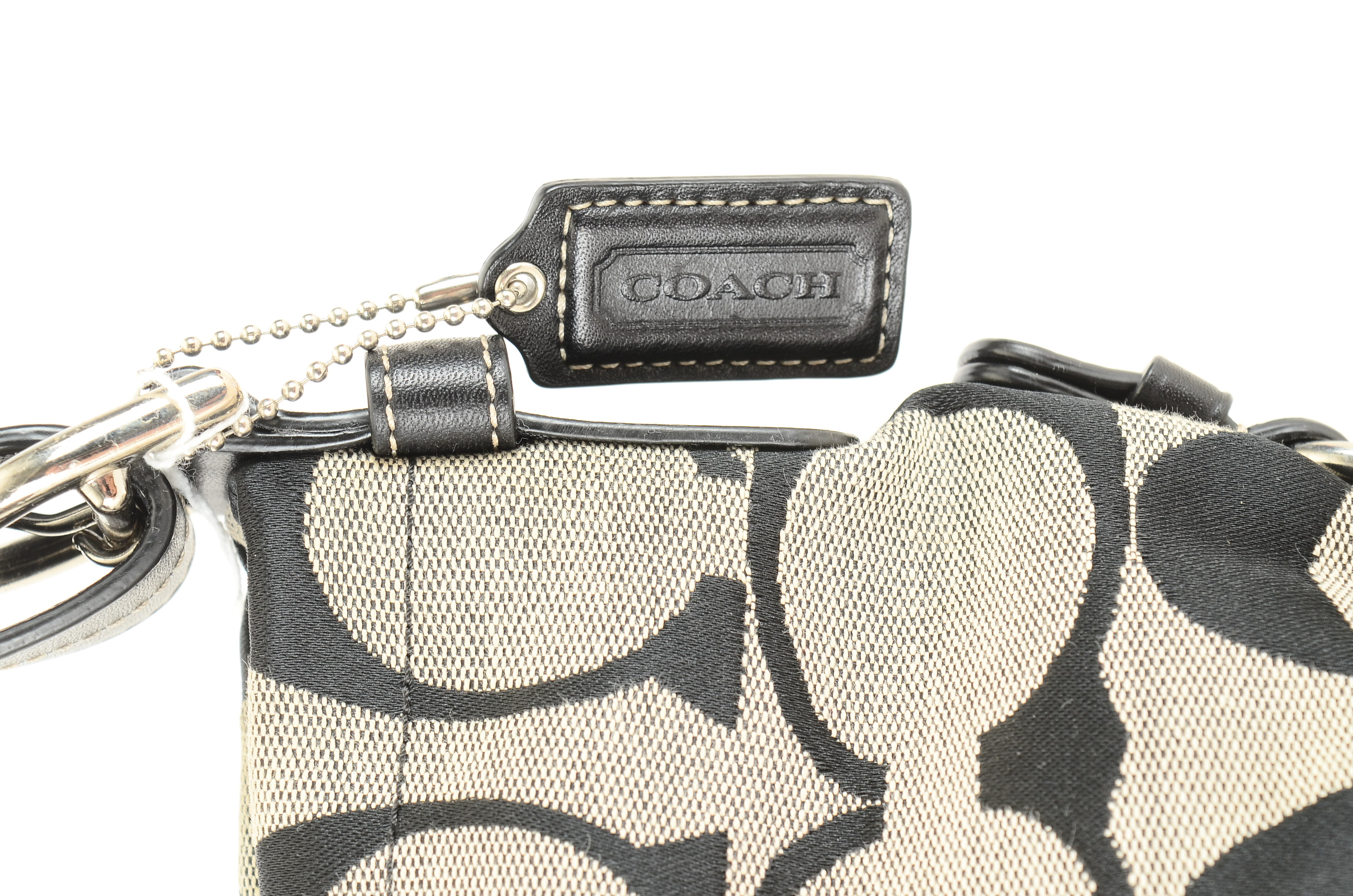 Coach Signature Jacquard Canvas and Leather Hobo Tote Handbag