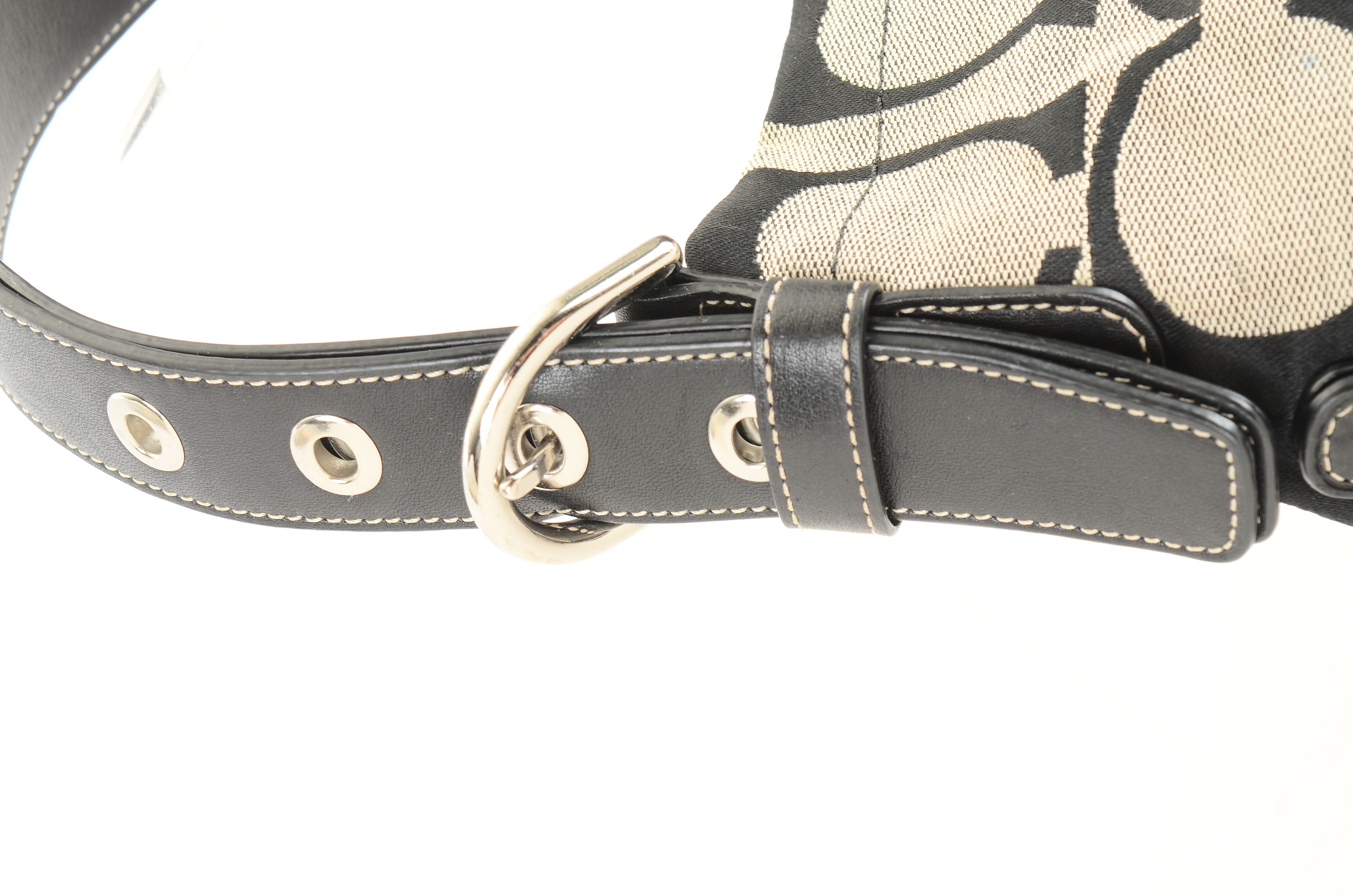 Coach Signature Jacquard Canvas and Leather Hobo Tote Handbag