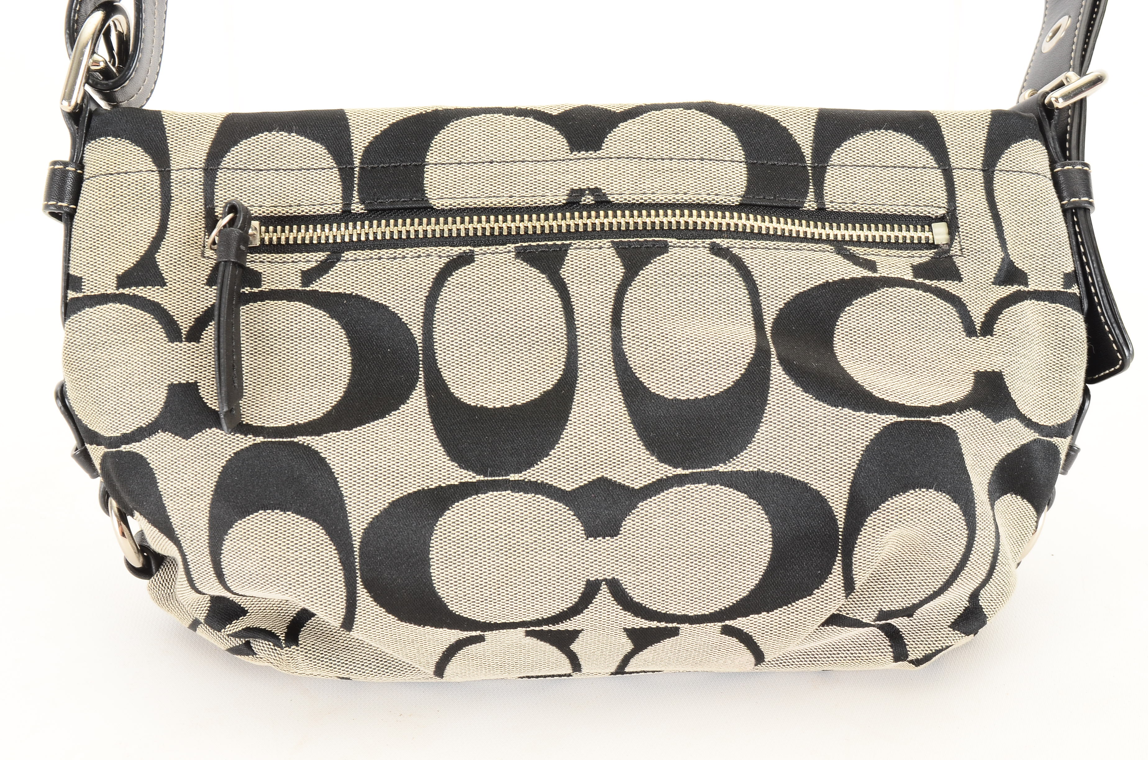 Coach Signature Jacquard Canvas and Leather Hobo Tote Handbag