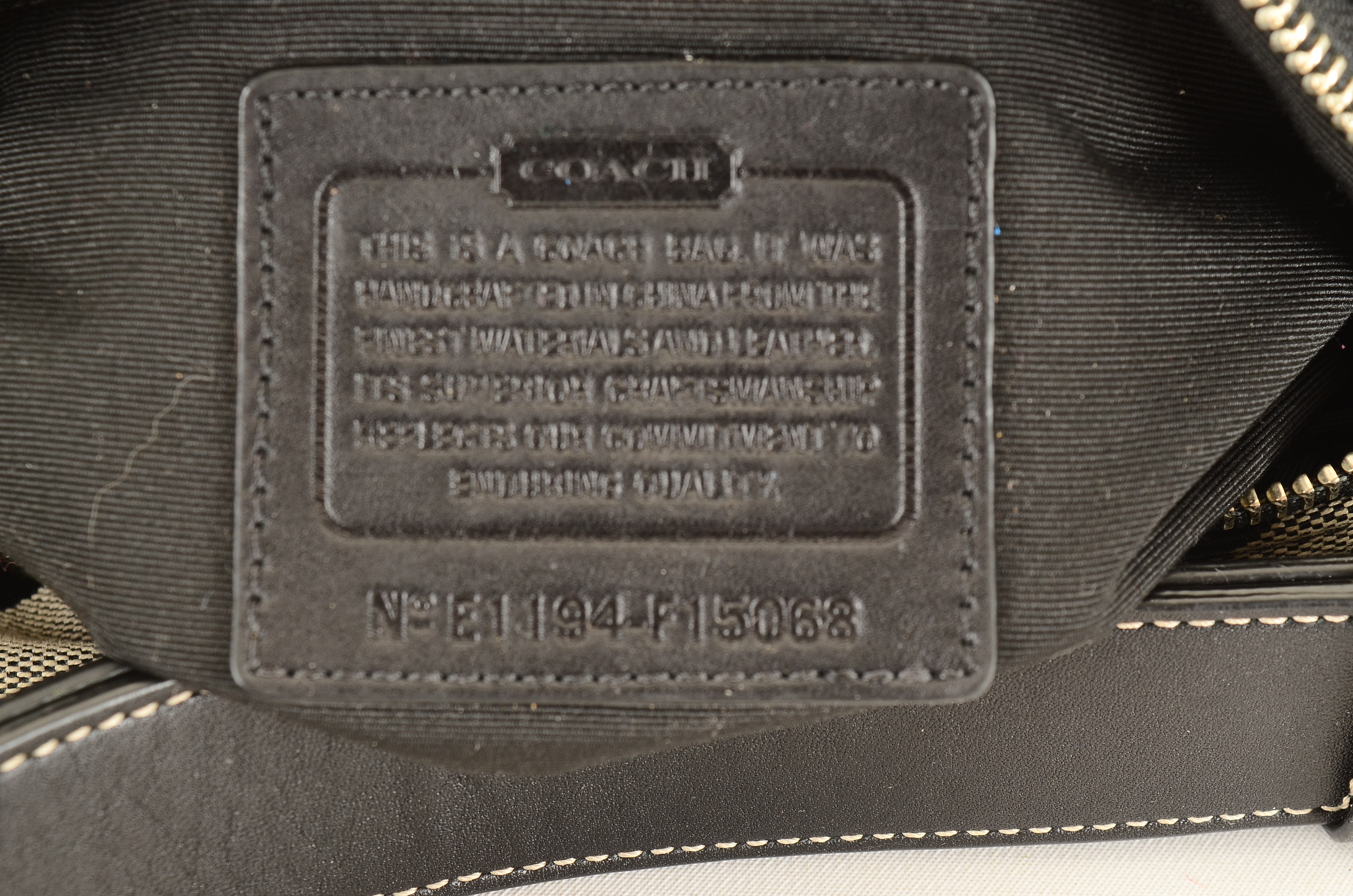 Coach Signature Jacquard Canvas and Leather Hobo Tote Handbag