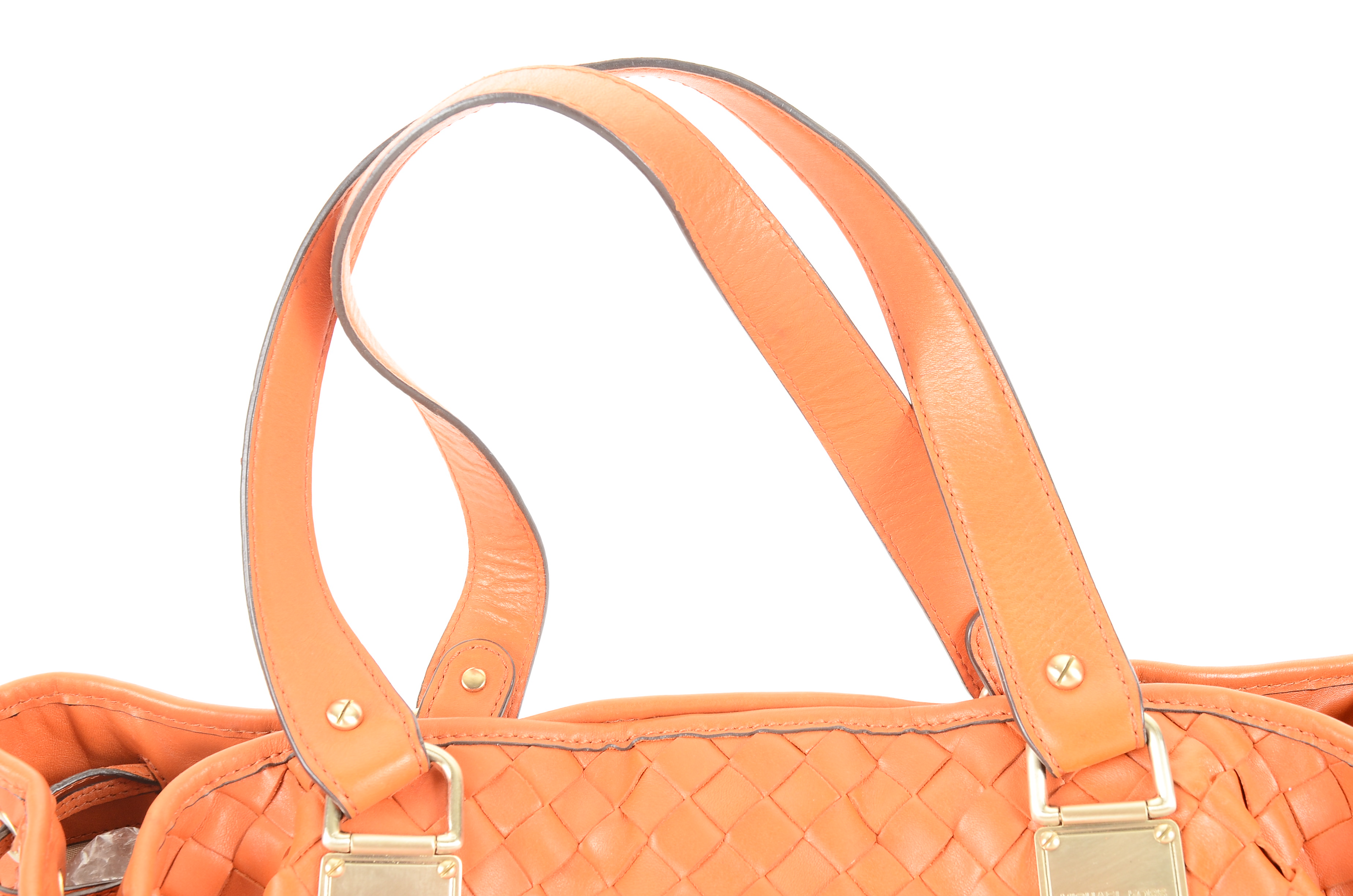 Michael Kors Woven Orange Leather Tote Handbag