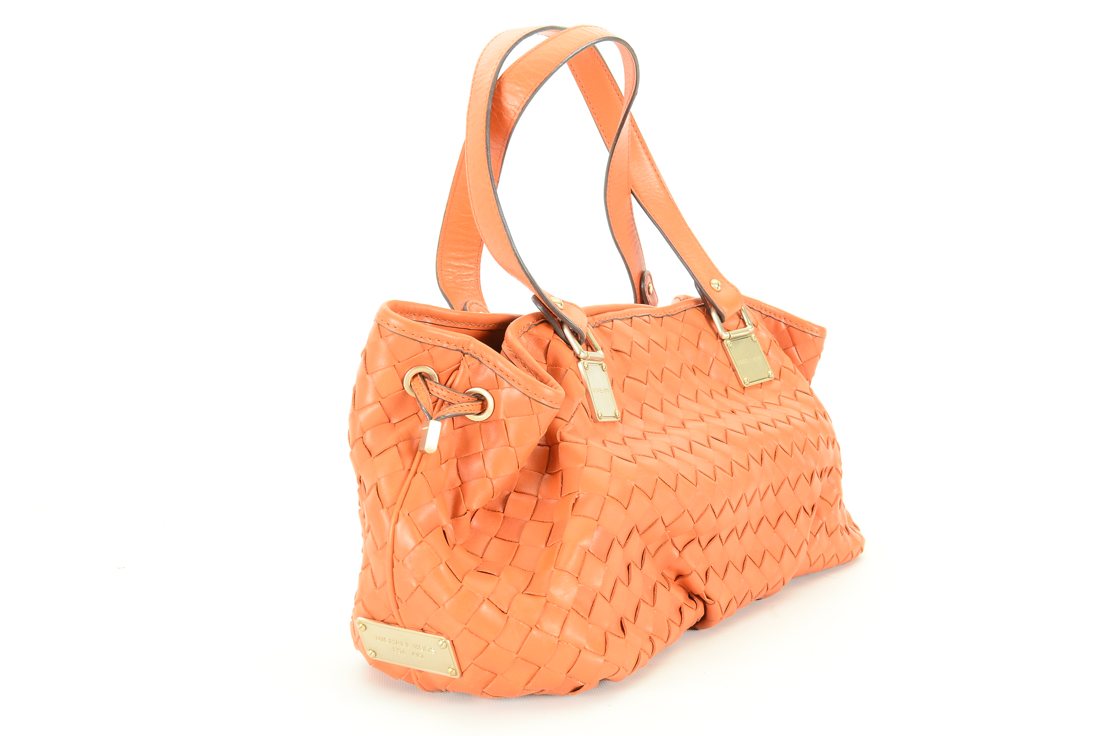 Michael Kors Woven Orange Leather Tote Handbag