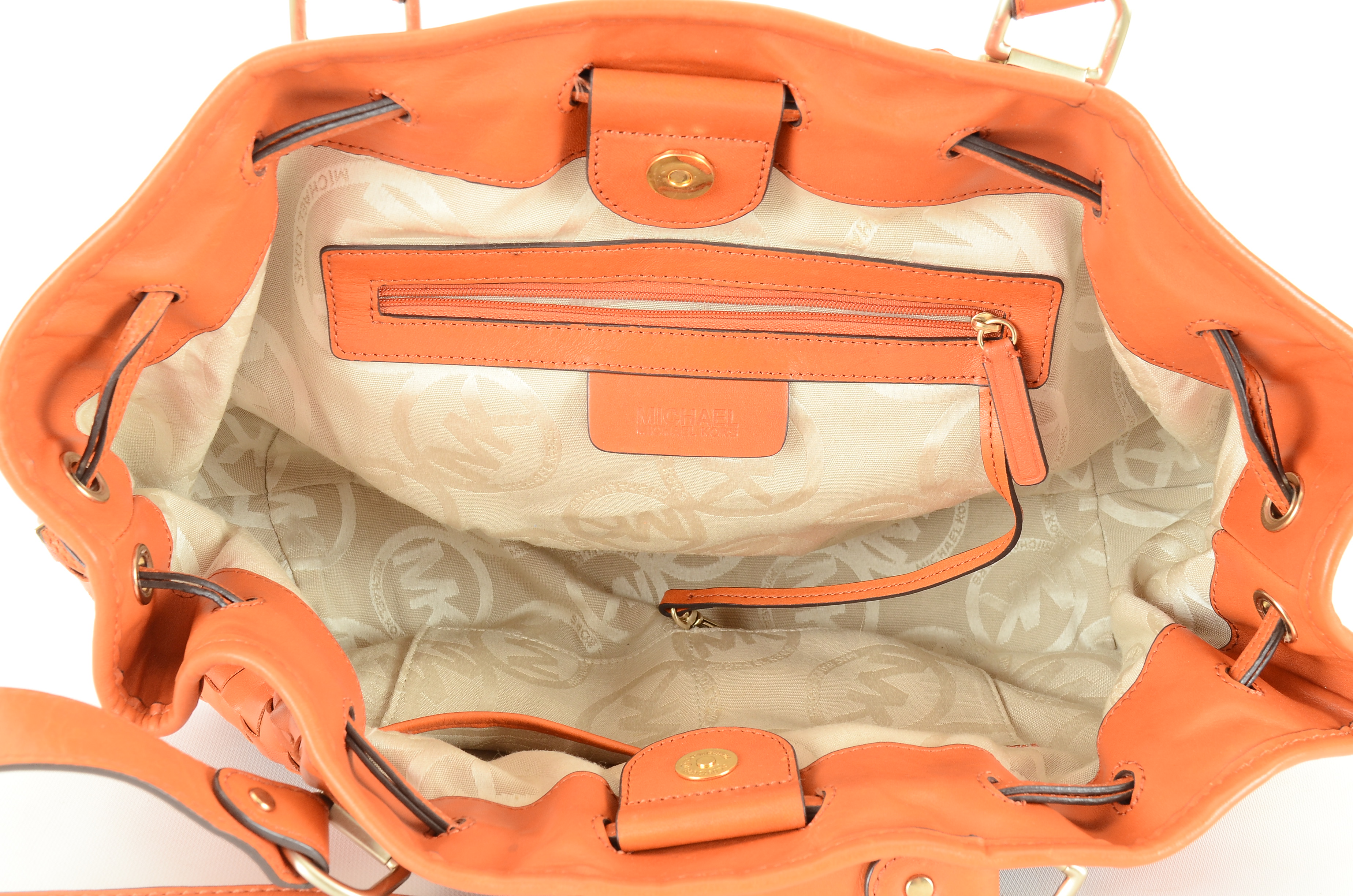 Michael Kors Woven Orange Leather Tote Handbag