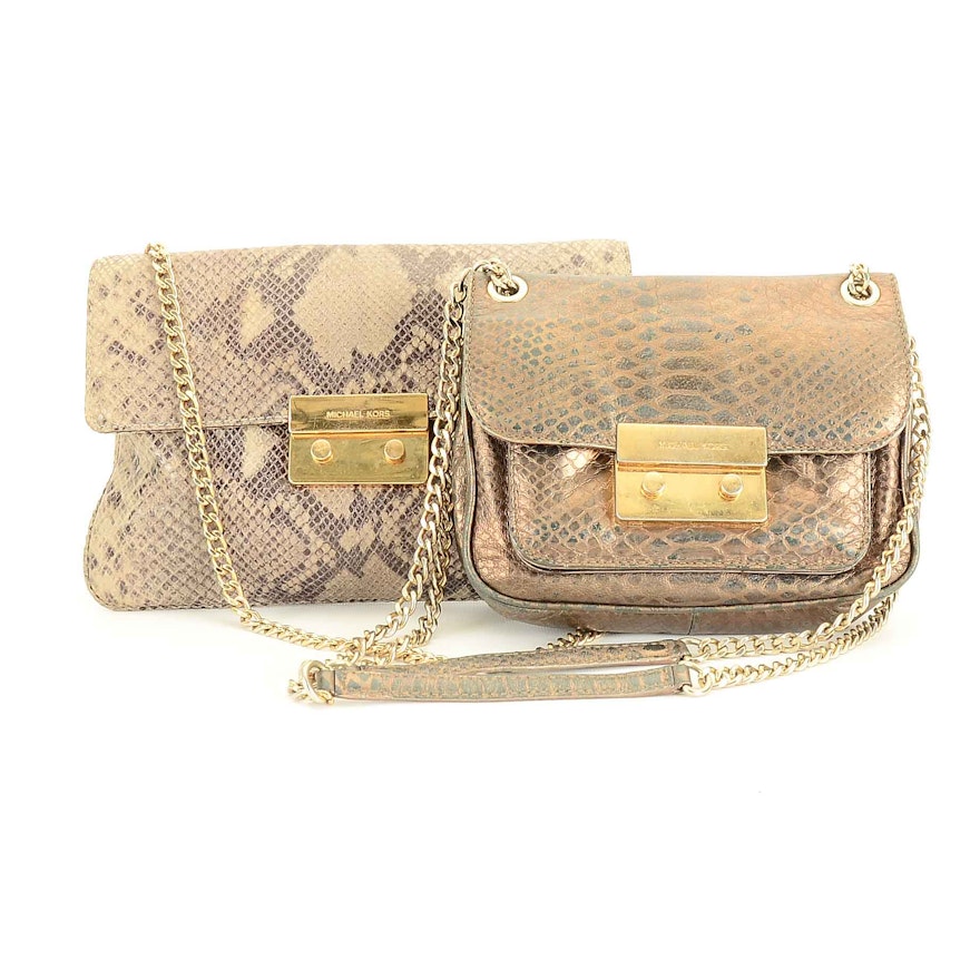 Michael Kors Snakeskin Embossed Leather Handbags