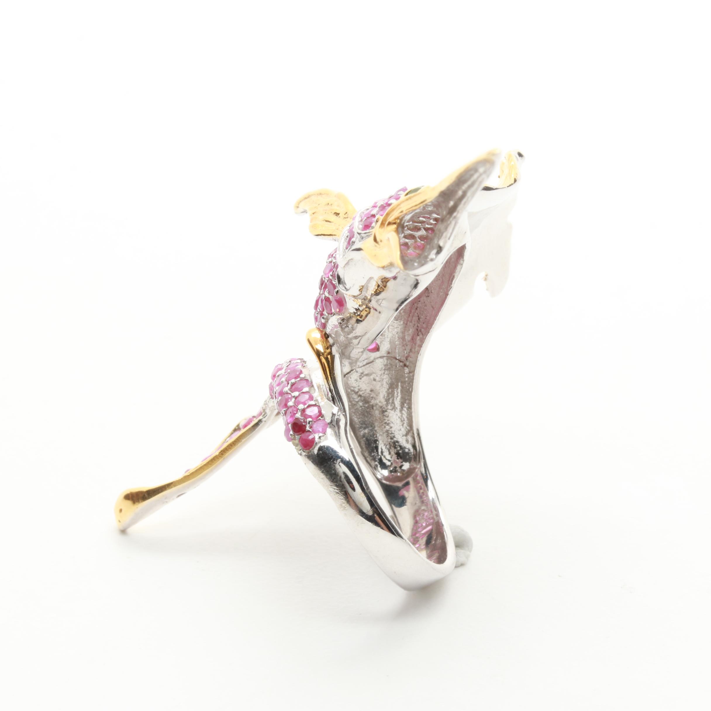 Sterling Silver Ruby and Chrome Diopside Ring