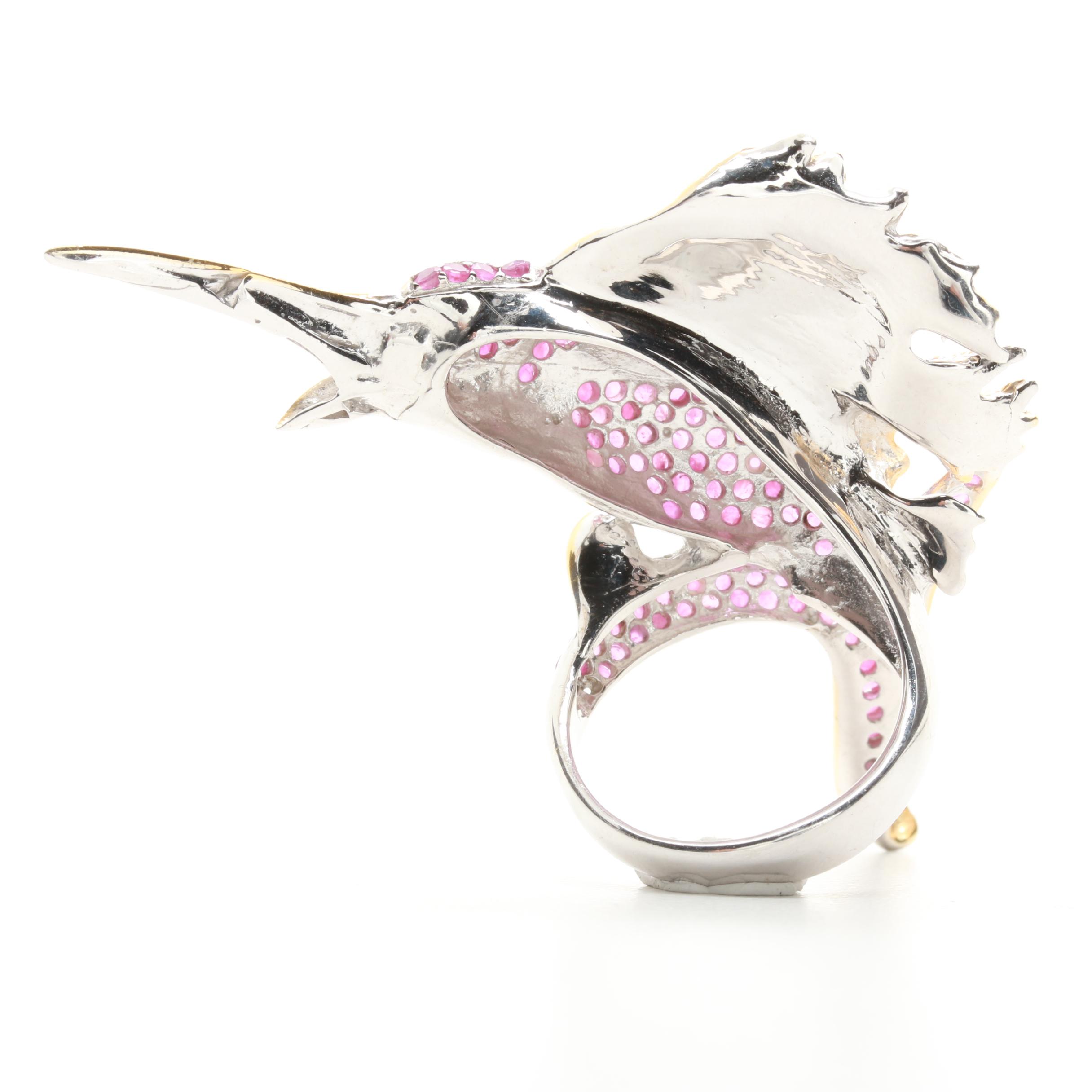 Sterling Silver Ruby and Chrome Diopside Ring