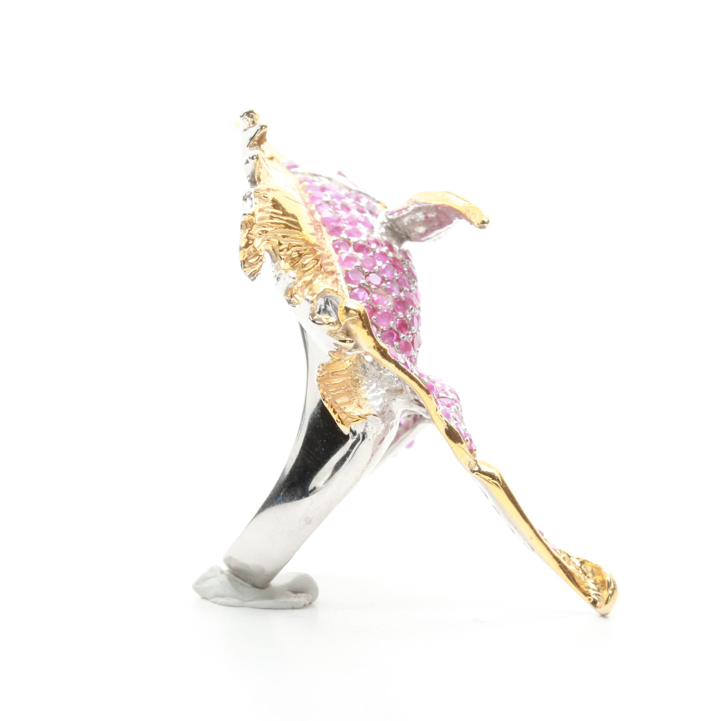 Sterling Silver Ruby and Chrome Diopside Ring