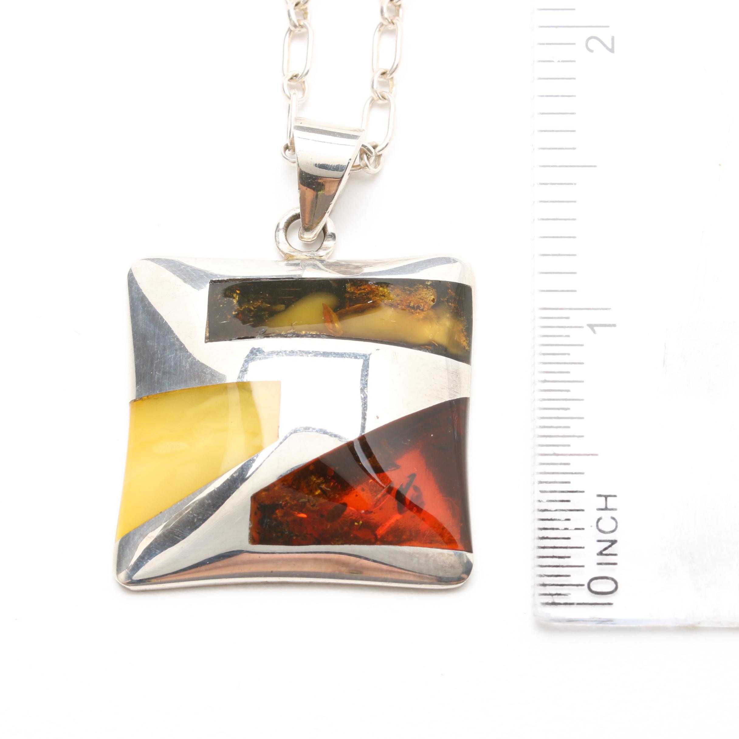 Sterling Silver Amber Necklace