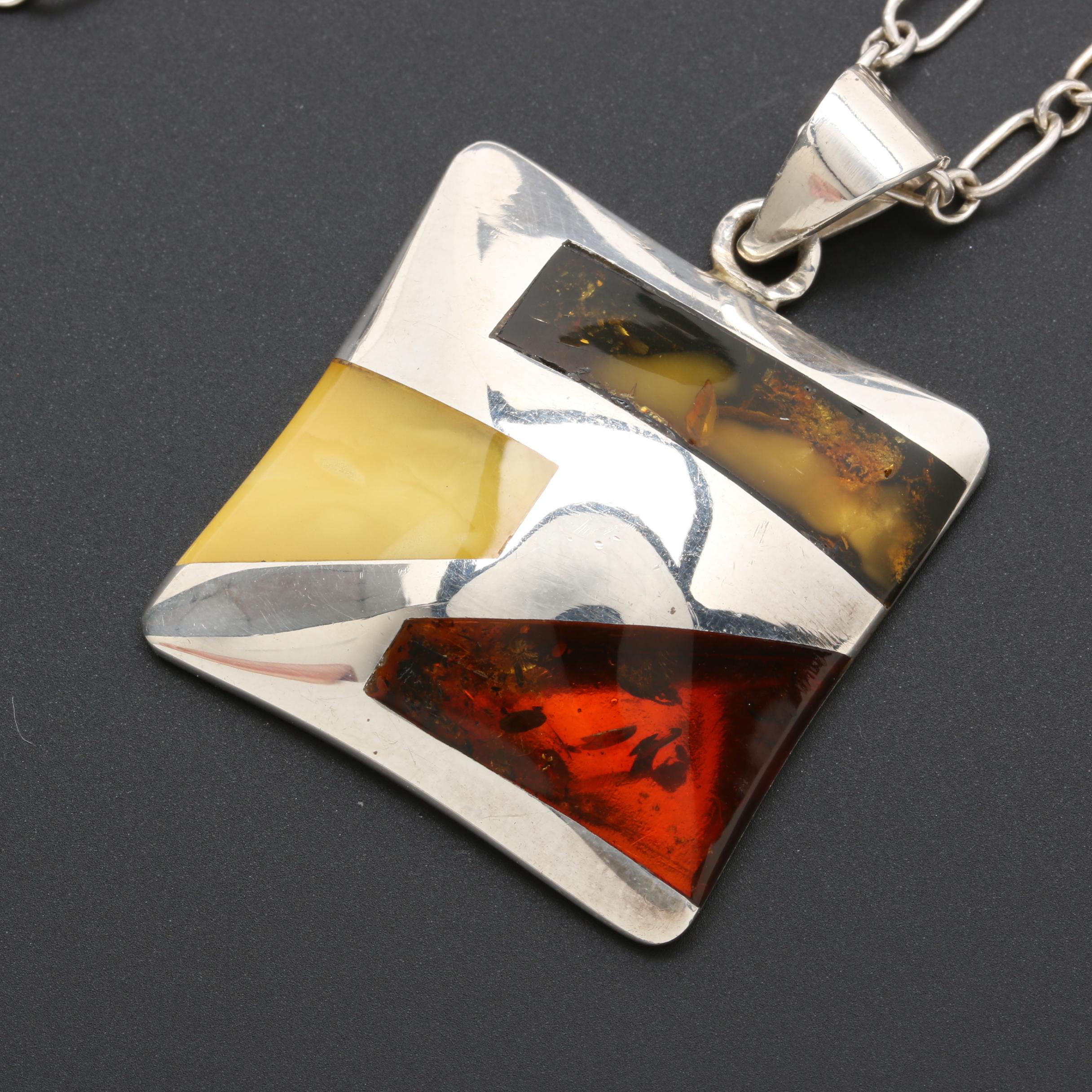 Sterling Silver Amber Necklace