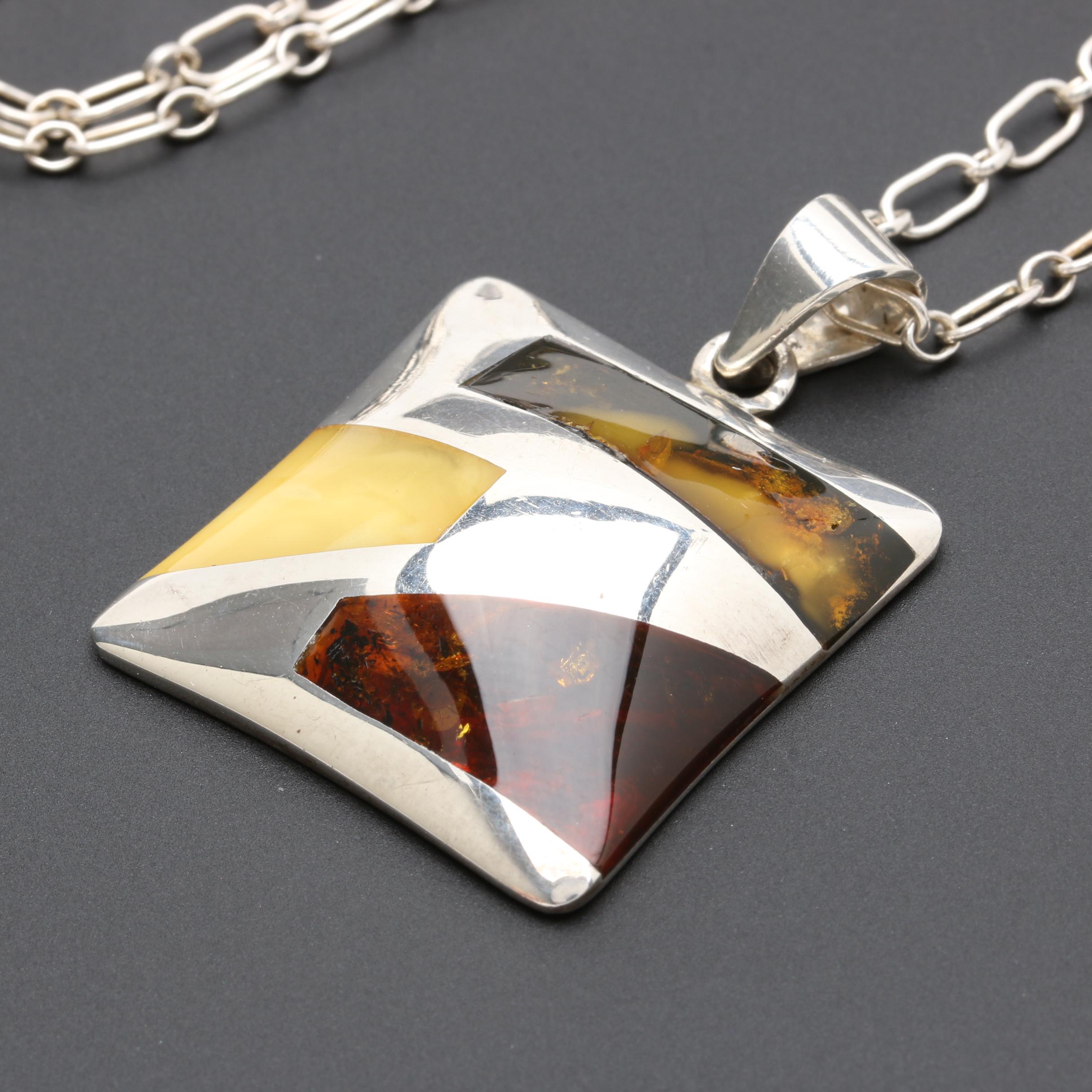 Sterling Silver Amber Necklace